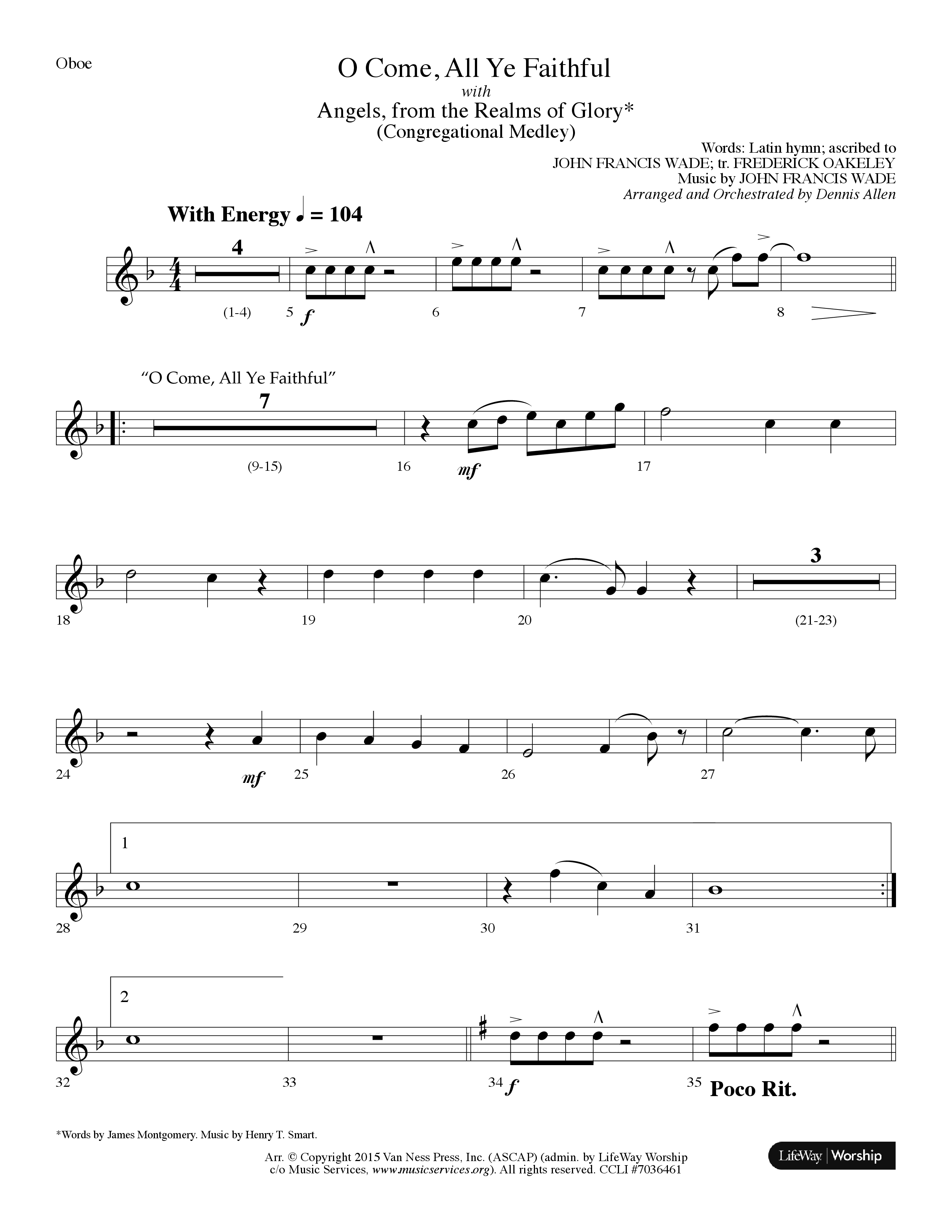 O Come All Ye Faithful (with  Angels From The Realms Of Glory) (Choral Anthem SATB) Oboe (Lifeway Choral / Arr. Dennis Allen)