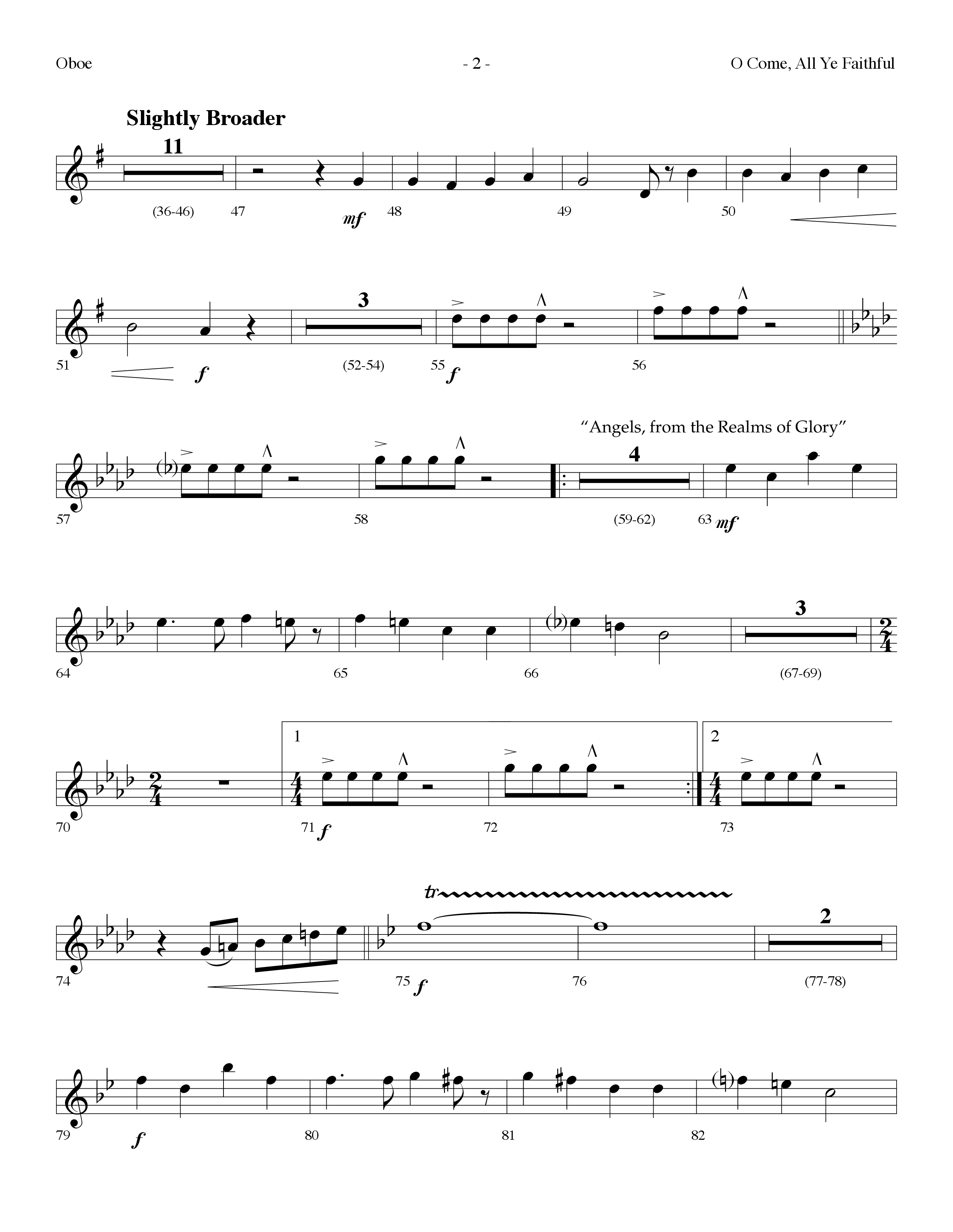 O Come All Ye Faithful (with  Angels From The Realms Of Glory) (Choral Anthem SATB) Oboe (Lifeway Choral / Arr. Dennis Allen)