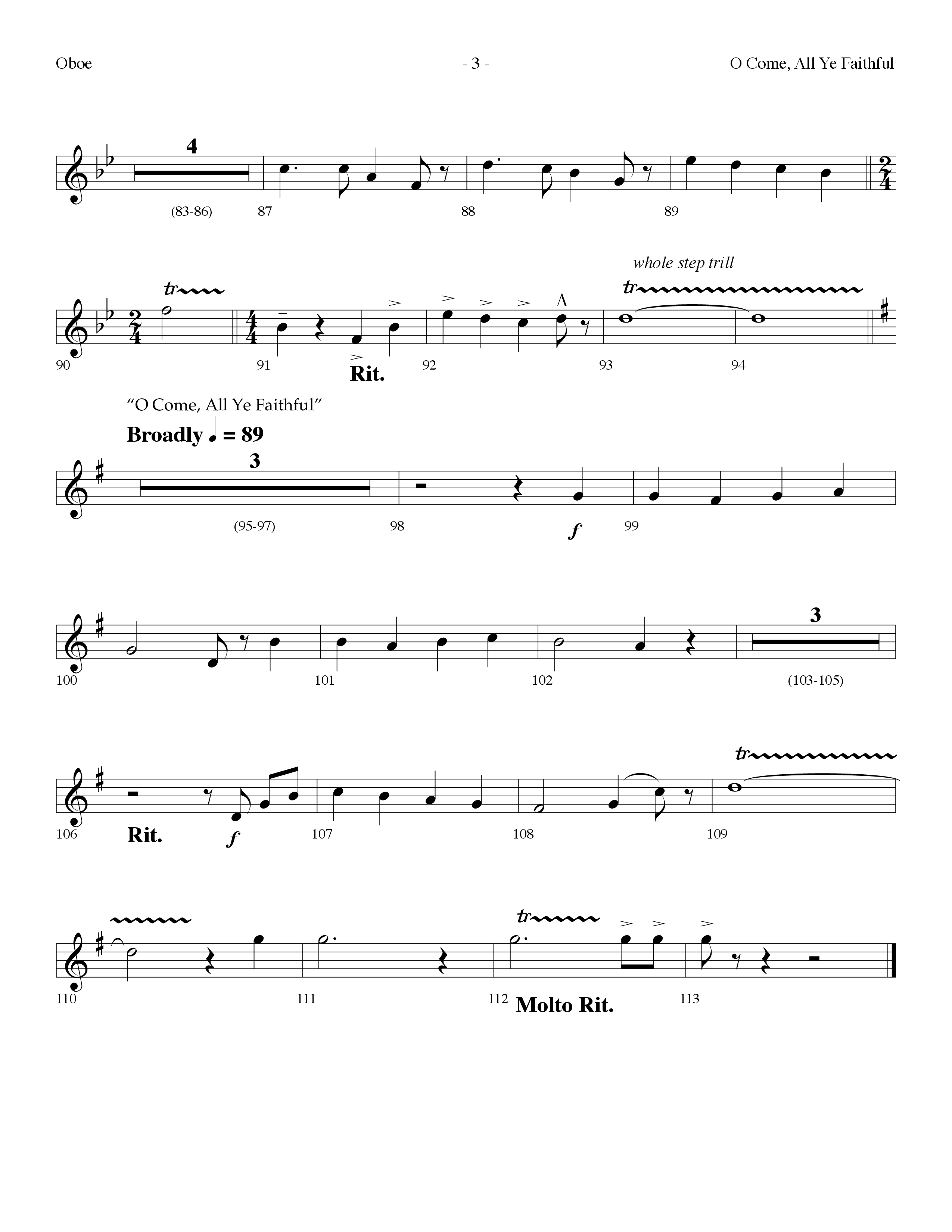 O Come All Ye Faithful (with  Angels From The Realms Of Glory) (Choral Anthem SATB) Oboe (Lifeway Choral / Arr. Dennis Allen)