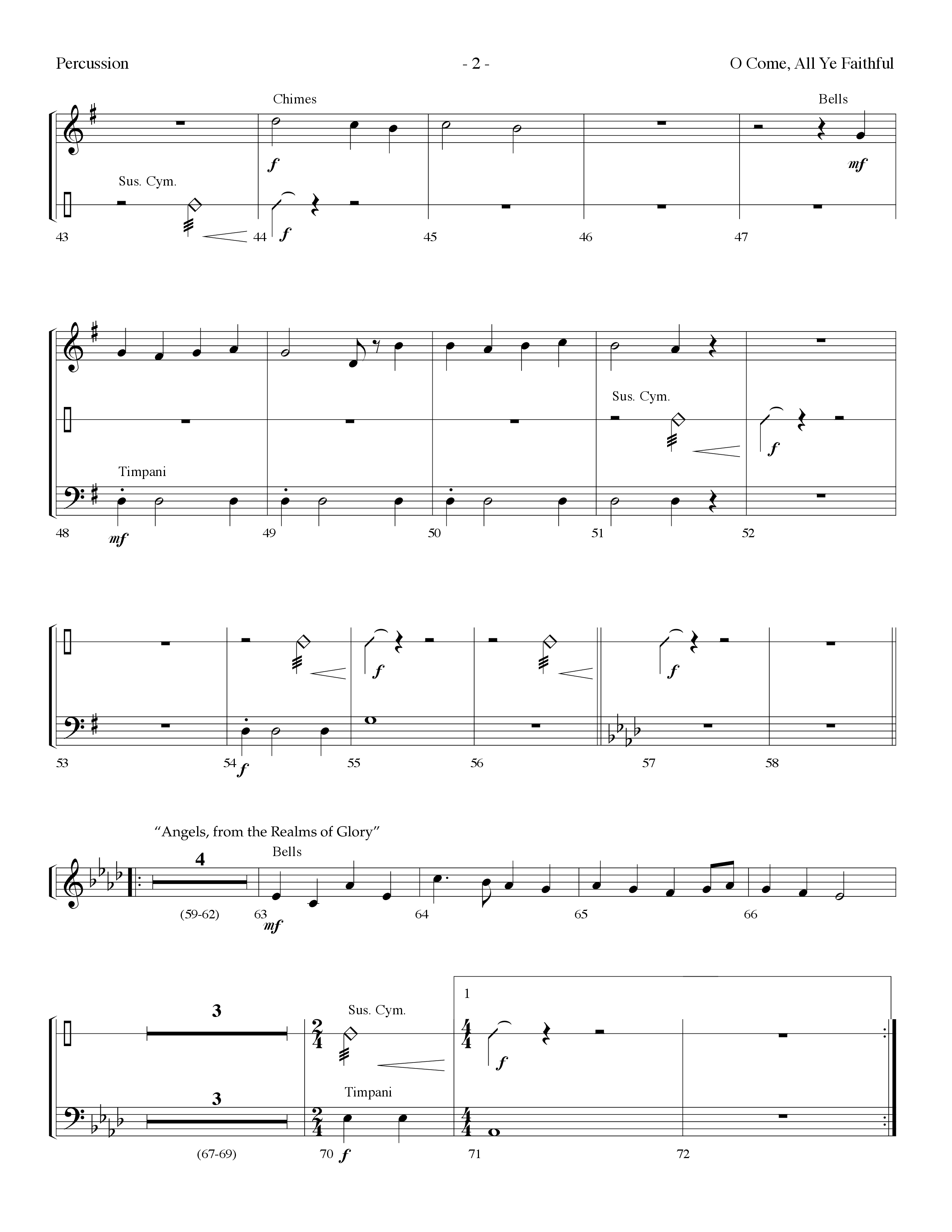 O Come All Ye Faithful (with  Angels From The Realms Of Glory) (Choral Anthem SATB) Percussion (Lifeway Choral / Arr. Dennis Allen)