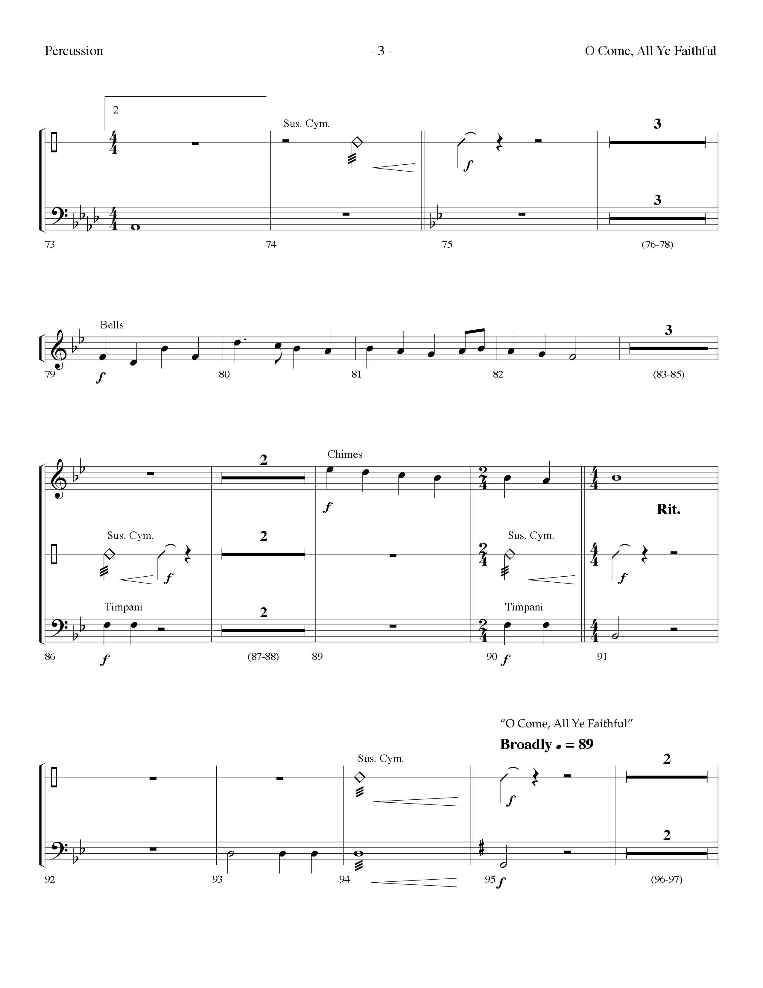 O Come All Ye Faithful (with  Angels From The Realms Of Glory) (Choral Anthem SATB) Percussion (Lifeway Choral / Arr. Dennis Allen)