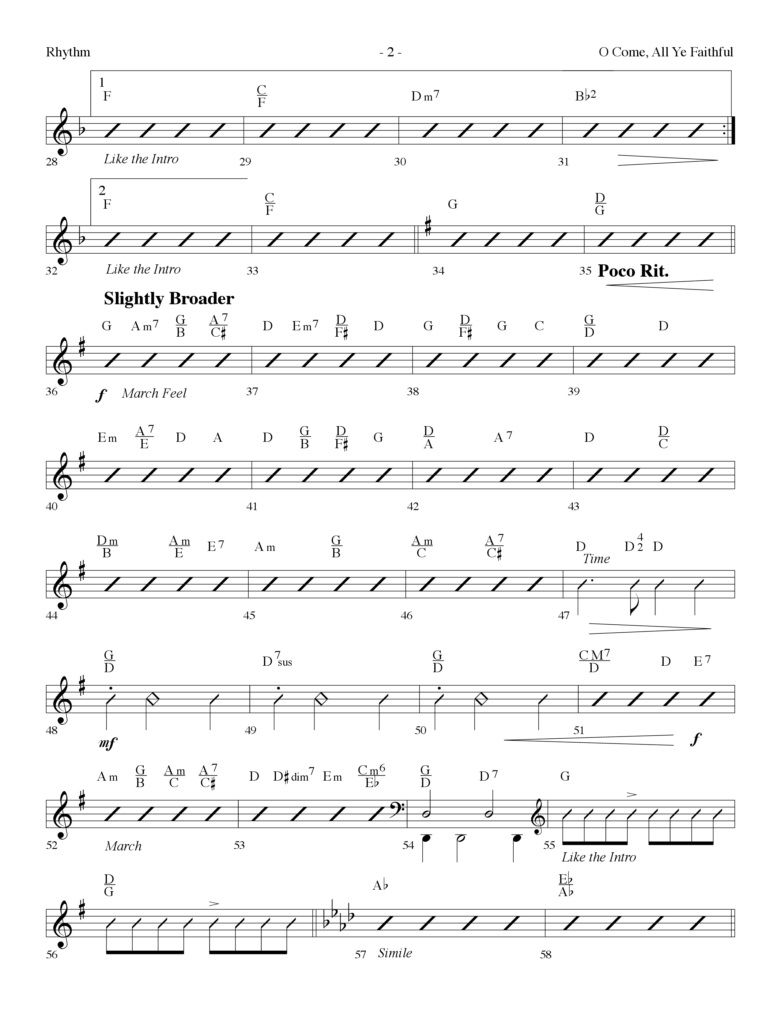 O Come All Ye Faithful (with  Angels From The Realms Of Glory) (Choral Anthem SATB) Rhythm Chart (Lifeway Choral / Arr. Dennis Allen)