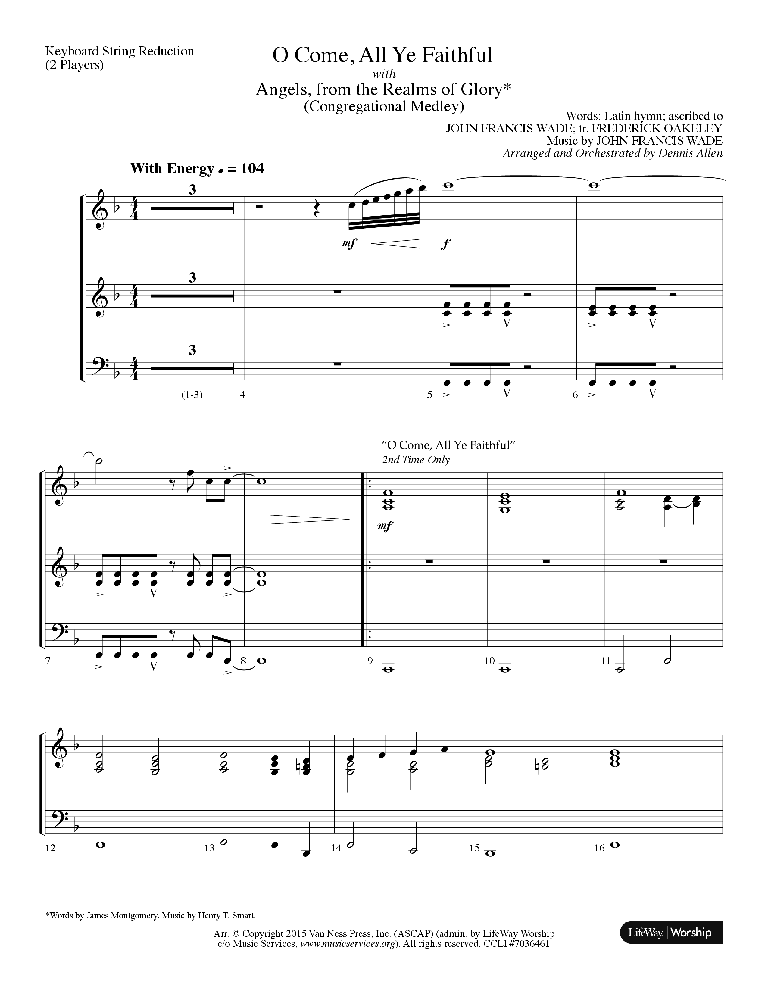 O Come All Ye Faithful (with  Angels From The Realms Of Glory) (Choral Anthem SATB) String Reduction (Lifeway Choral / Arr. Dennis Allen)