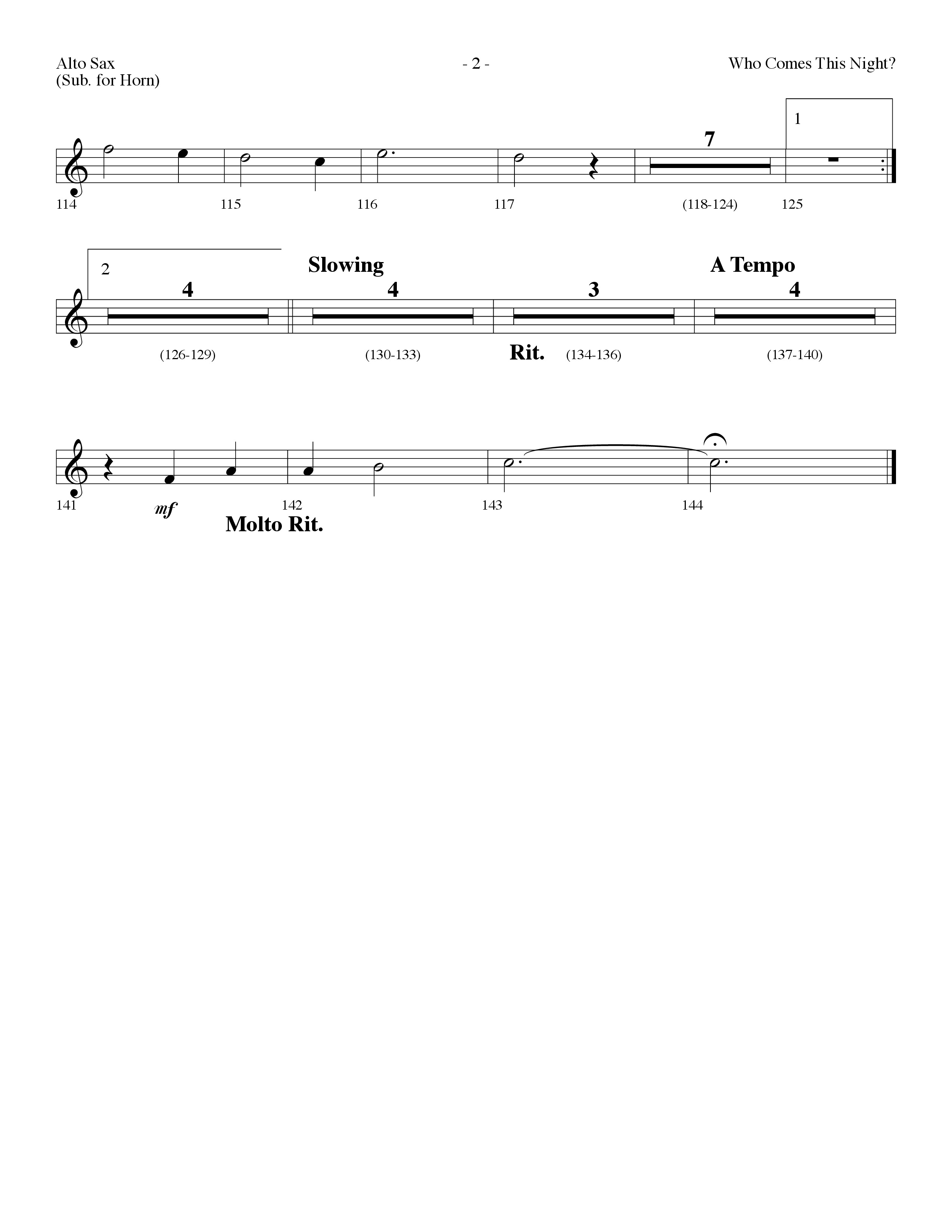 Who Comes This Night (Choral Anthem SATB) Alto Sax (Lifeway Choral / Arr. Dennis Allen)