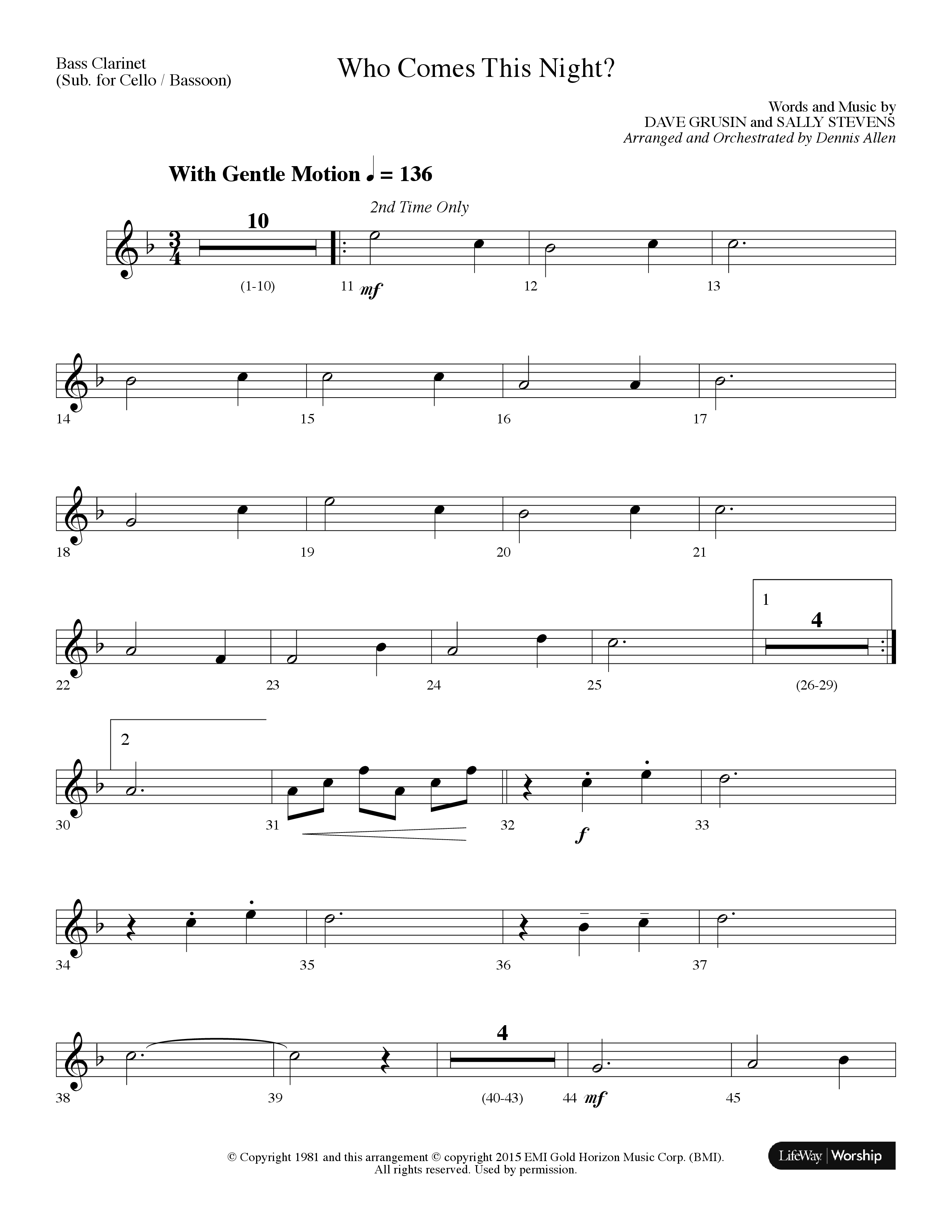 Who Comes This Night (Choral Anthem SATB) Bass Clarinet (Lifeway Choral / Arr. Dennis Allen)