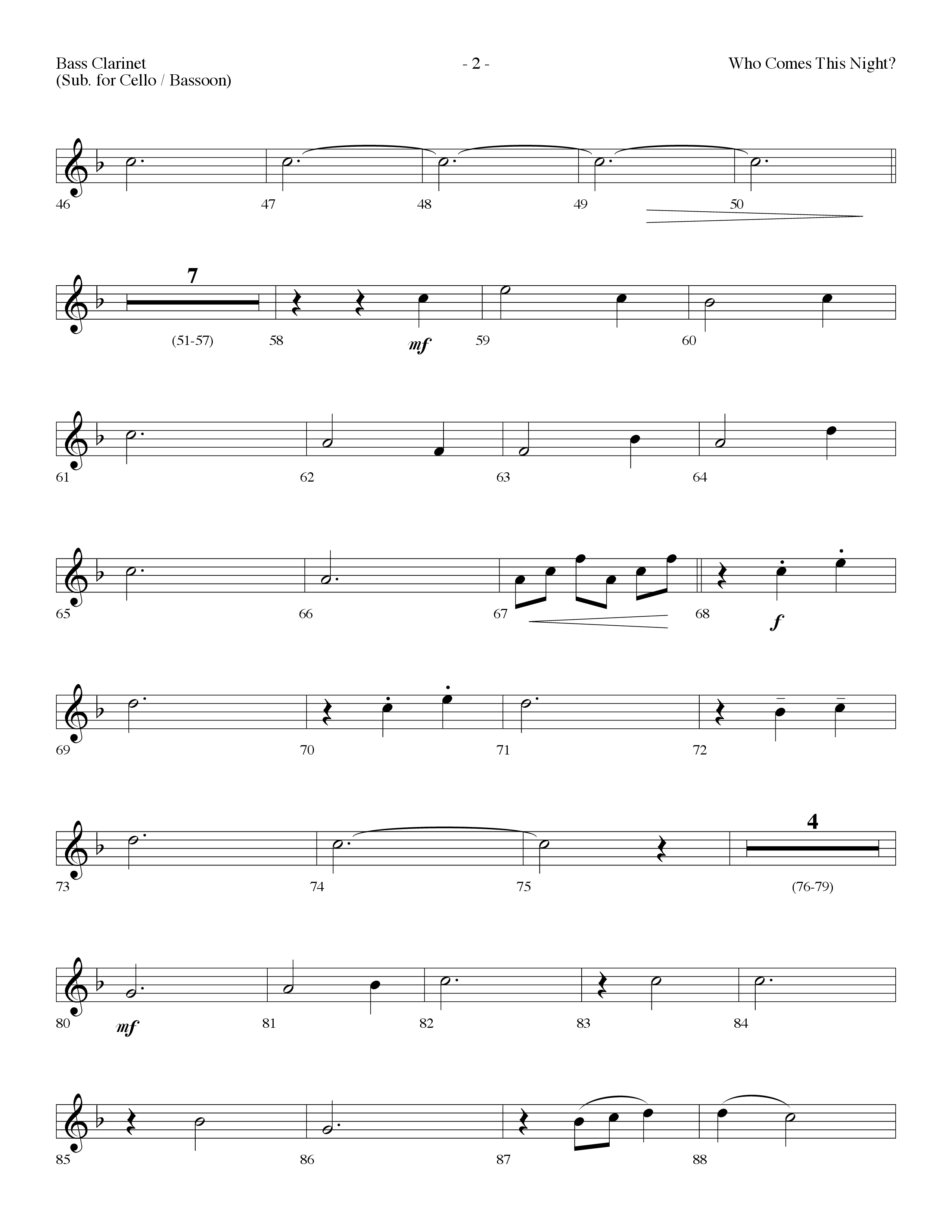Who Comes This Night (Choral Anthem SATB) Bass Clarinet (Lifeway Choral / Arr. Dennis Allen)