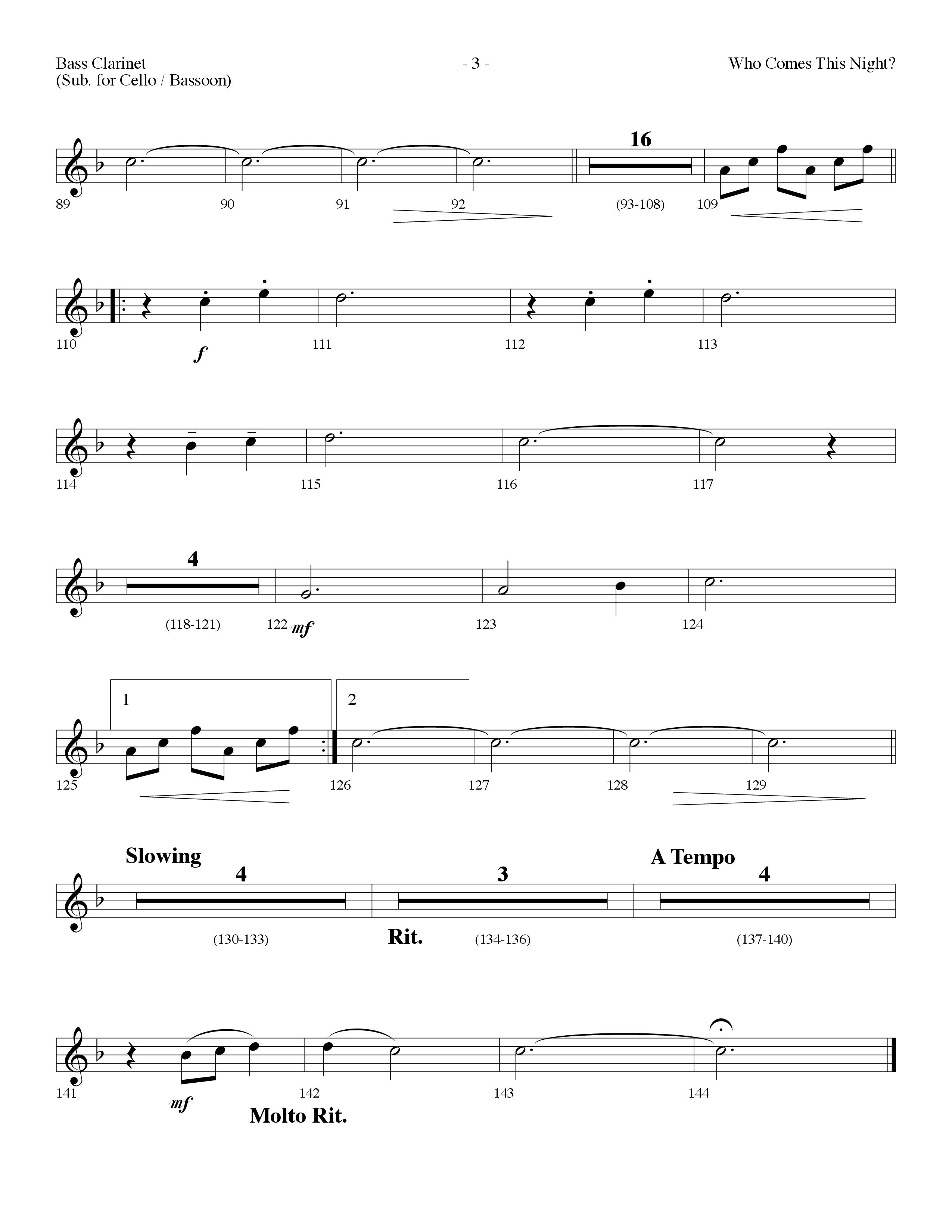 Who Comes This Night (Choral Anthem SATB) Bass Clarinet (Lifeway Choral / Arr. Dennis Allen)