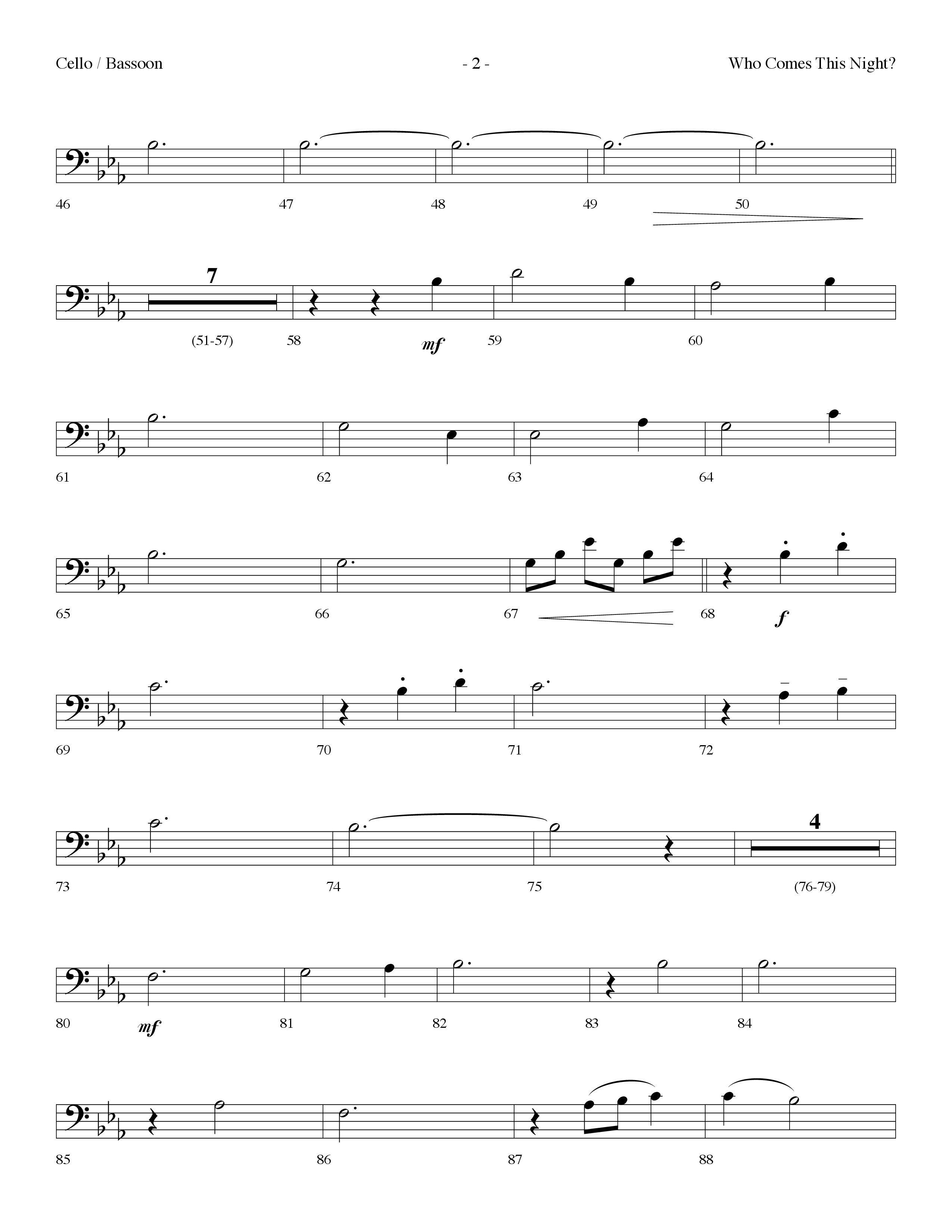 Who Comes This Night (Choral Anthem SATB) Cello (Lifeway Choral / Arr. Dennis Allen)