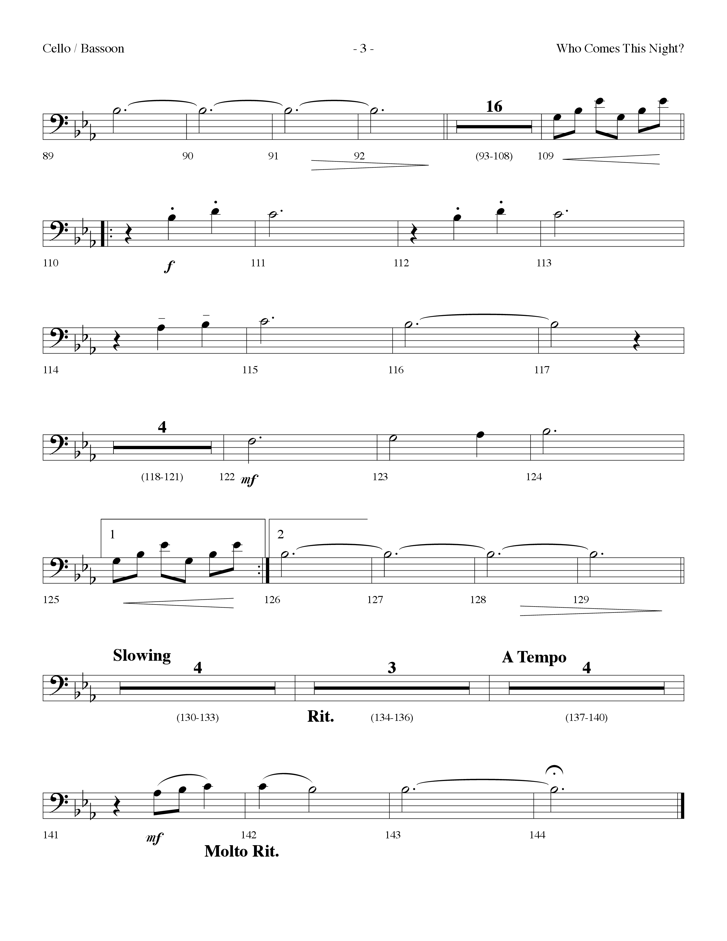 Who Comes This Night (Choral Anthem SATB) Cello (Lifeway Choral / Arr. Dennis Allen)