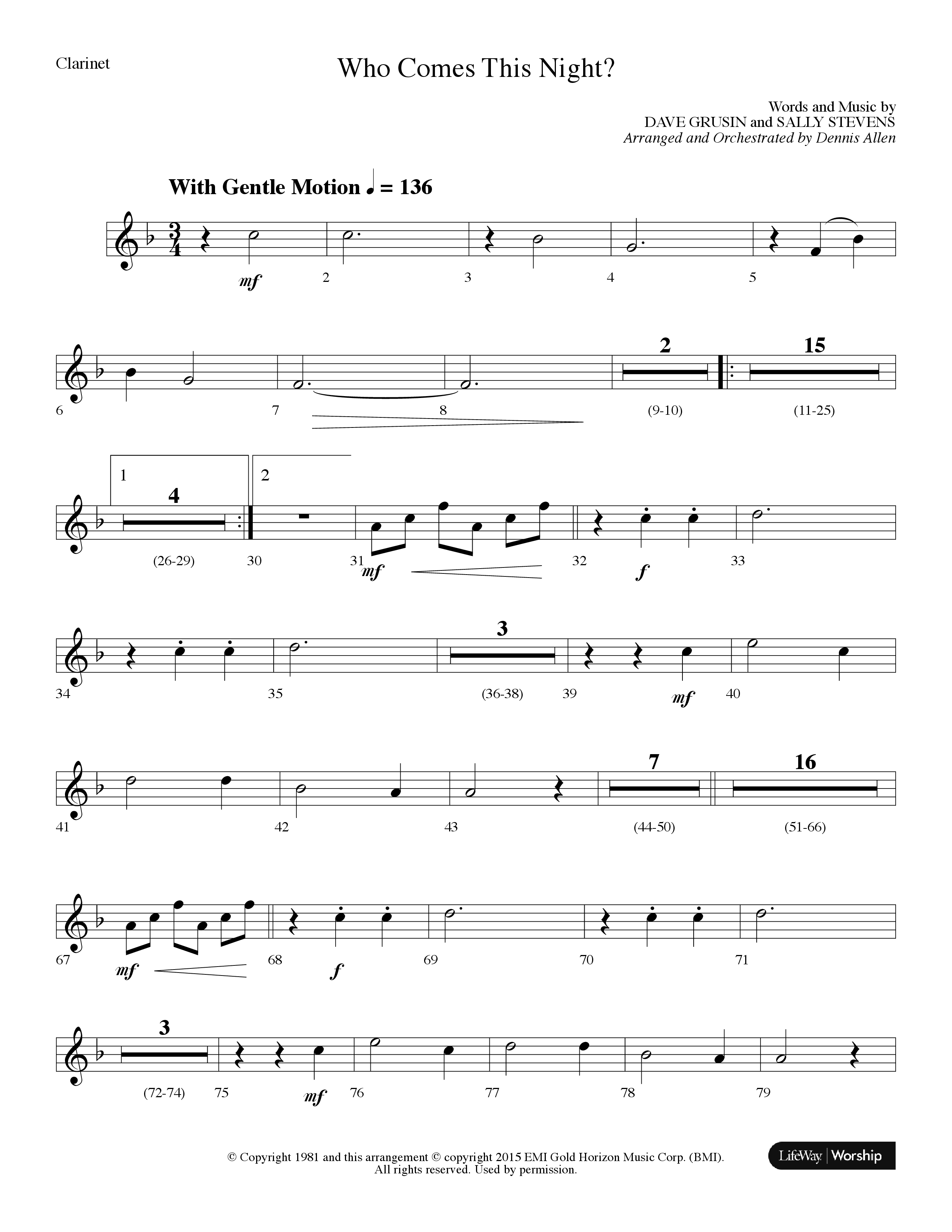 Who Comes This Night (Choral Anthem SATB) Clarinet (Lifeway Choral / Arr. Dennis Allen)