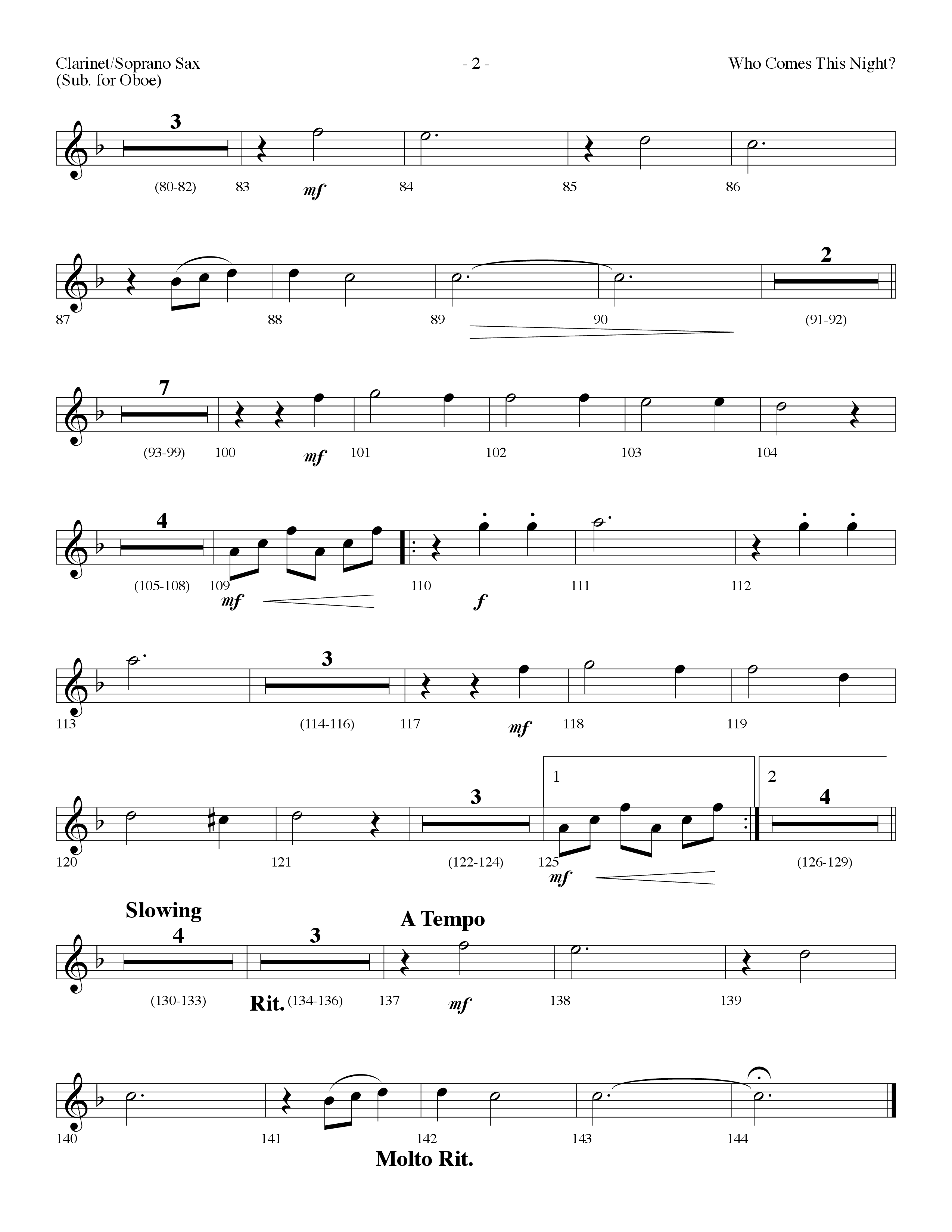 Who Comes This Night (Choral Anthem SATB) Clarinet/Soprano Sax (Lifeway Choral / Arr. Dennis Allen)