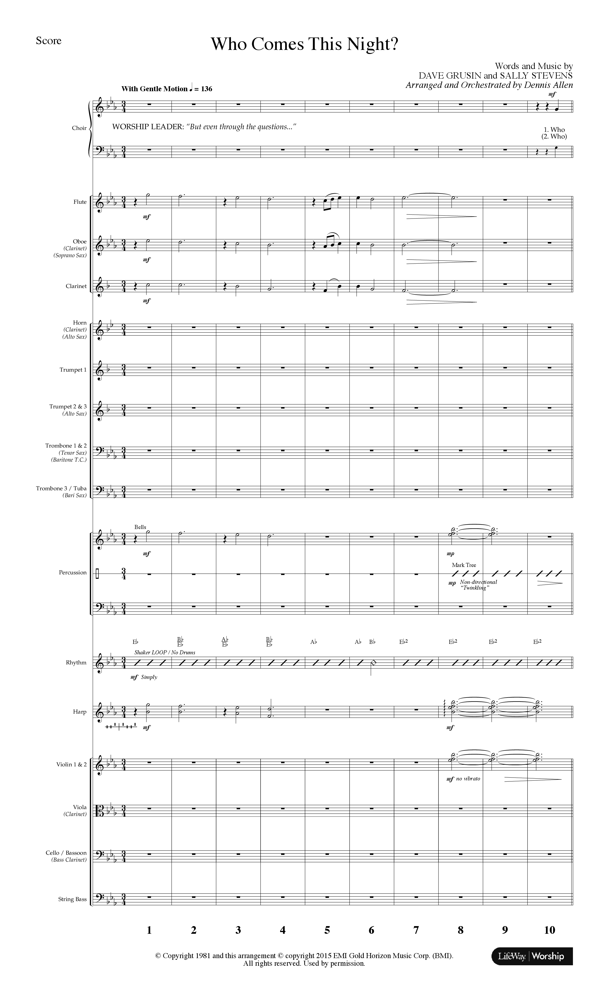 Who Comes This Night (Choral Anthem SATB) Orchestration (Lifeway Choral / Arr. Dennis Allen)