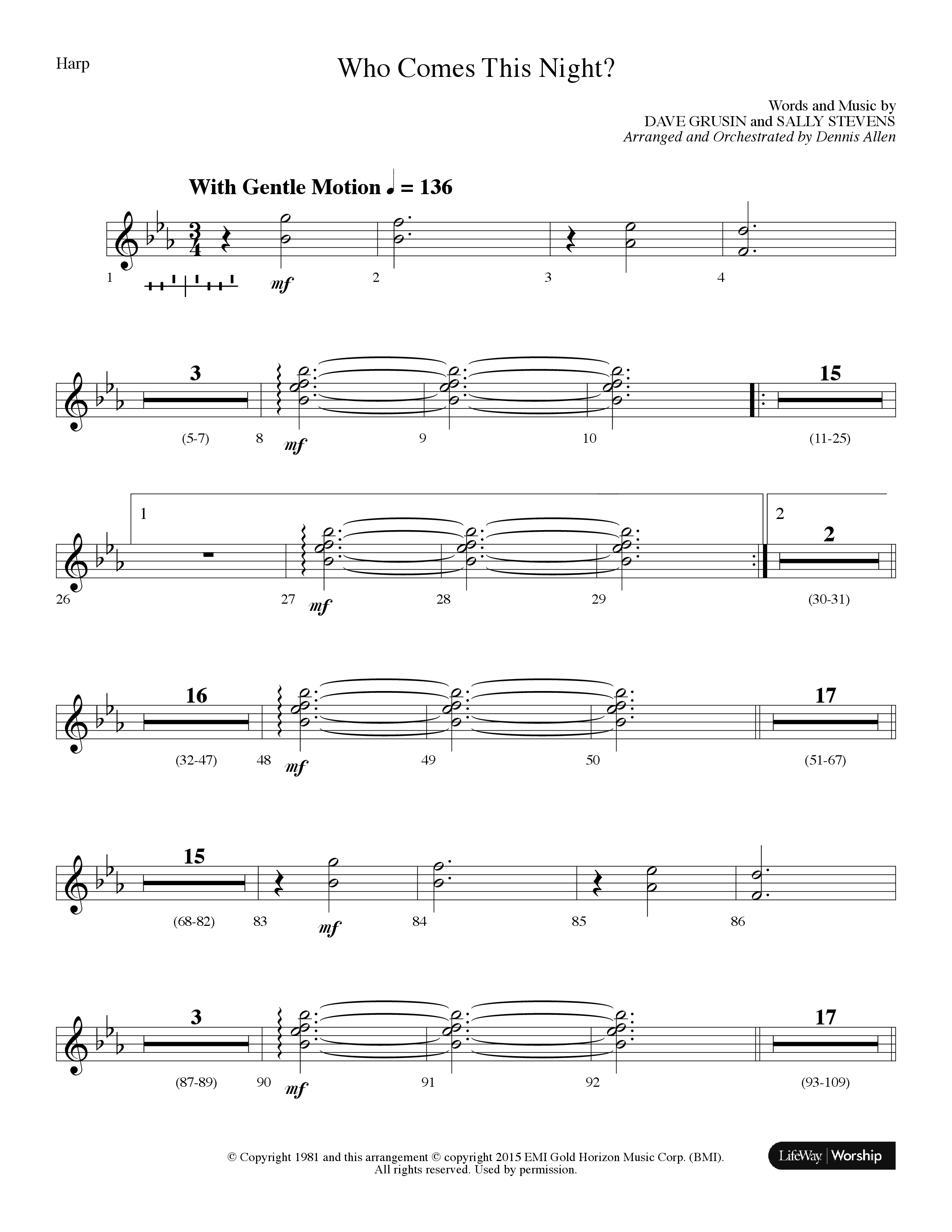 Who Comes This Night (Choral Anthem SATB) Harp (Lifeway Choral / Arr. Dennis Allen)