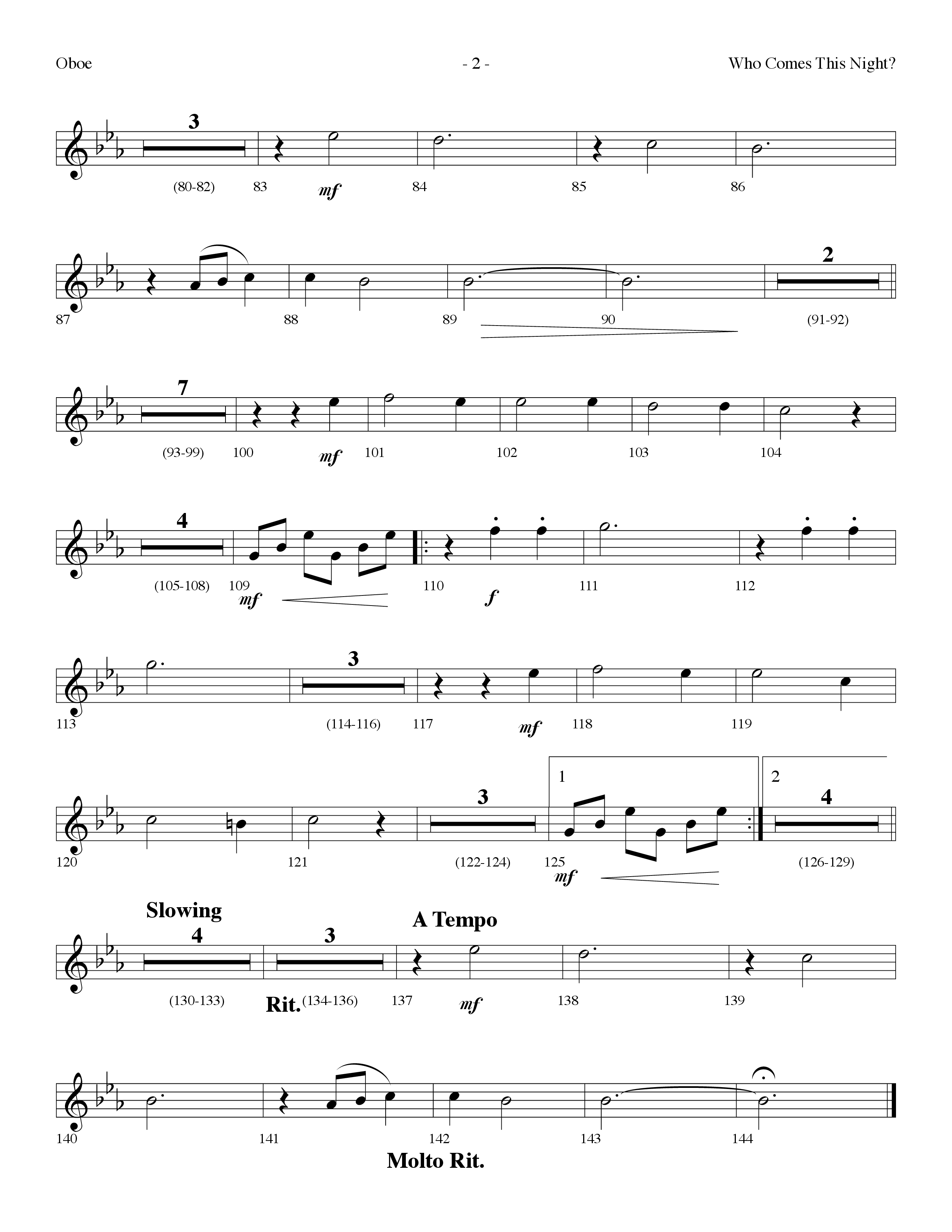 Who Comes This Night (Choral Anthem SATB) Oboe (Lifeway Choral / Arr. Dennis Allen)