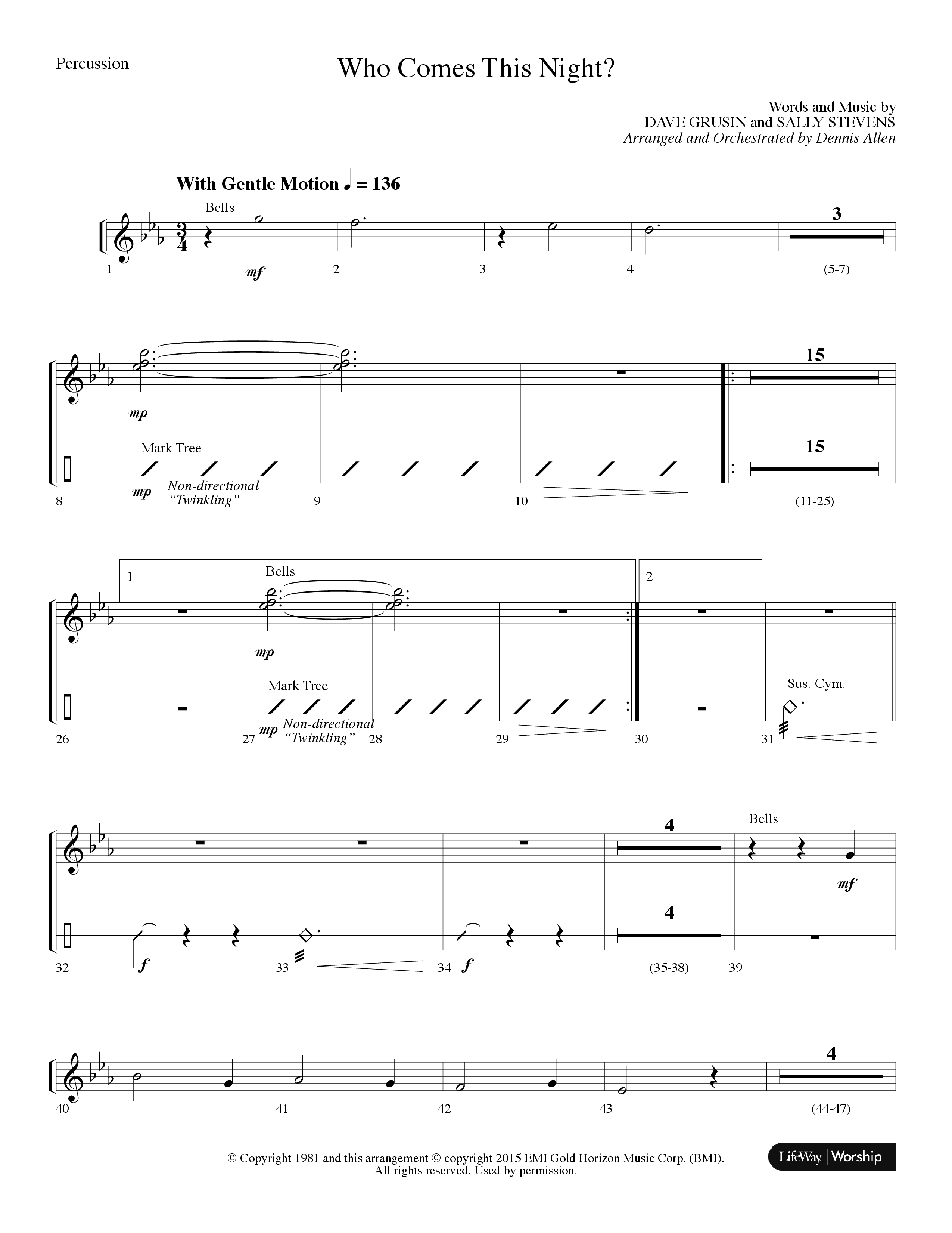 Who Comes This Night (Choral Anthem SATB) Percussion (Lifeway Choral / Arr. Dennis Allen)