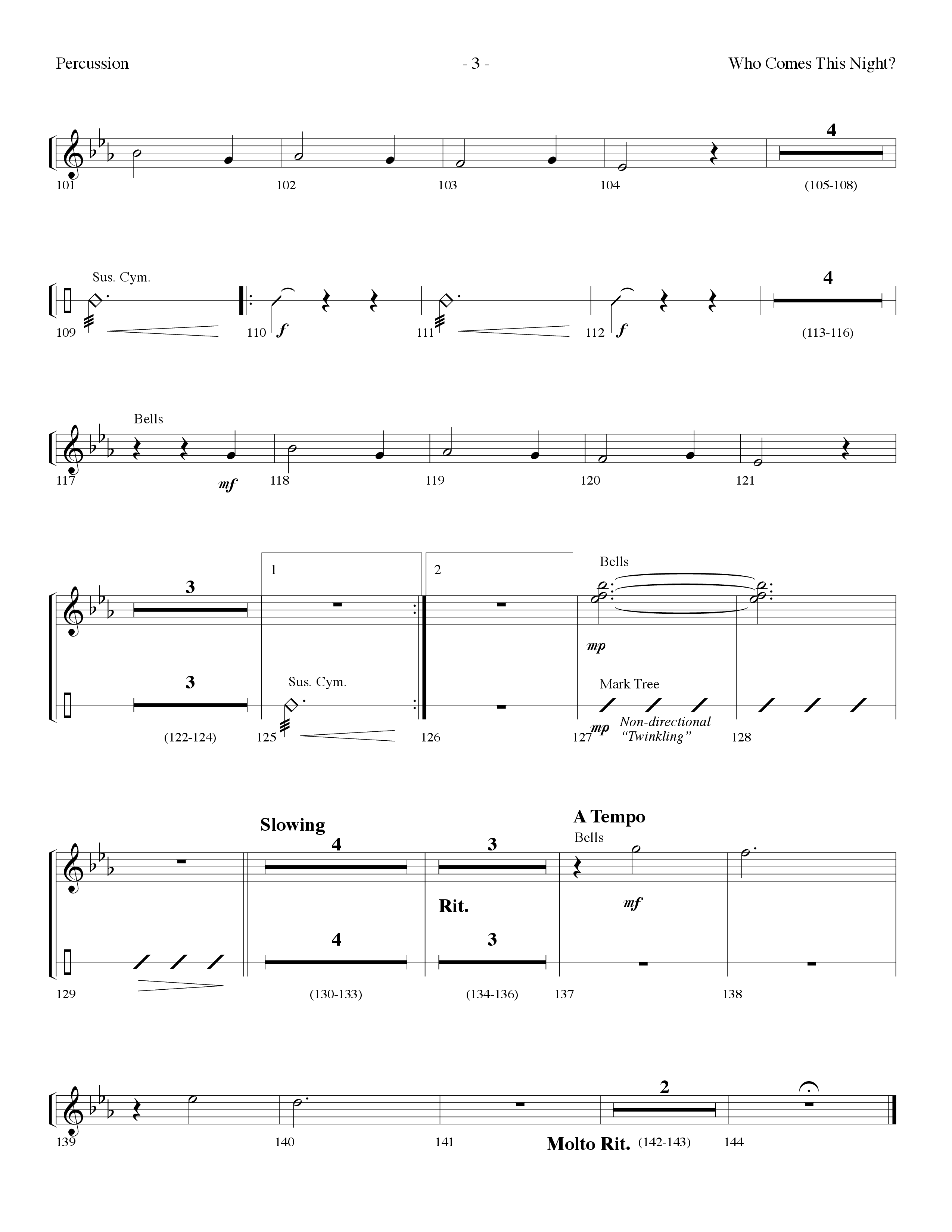 Who Comes This Night (Choral Anthem SATB) Percussion (Lifeway Choral / Arr. Dennis Allen)