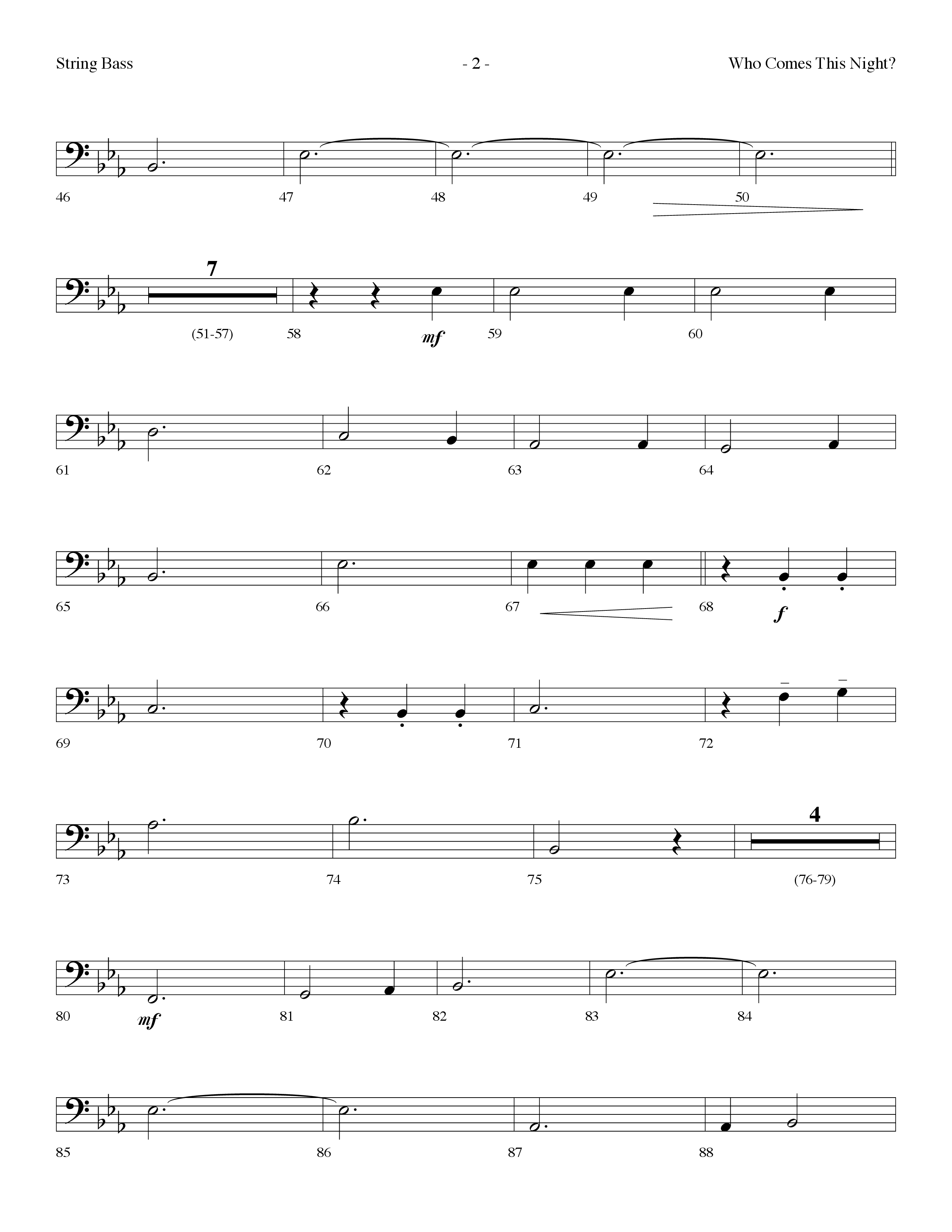 Who Comes This Night (Choral Anthem SATB) String Bass (Lifeway Choral / Arr. Dennis Allen)