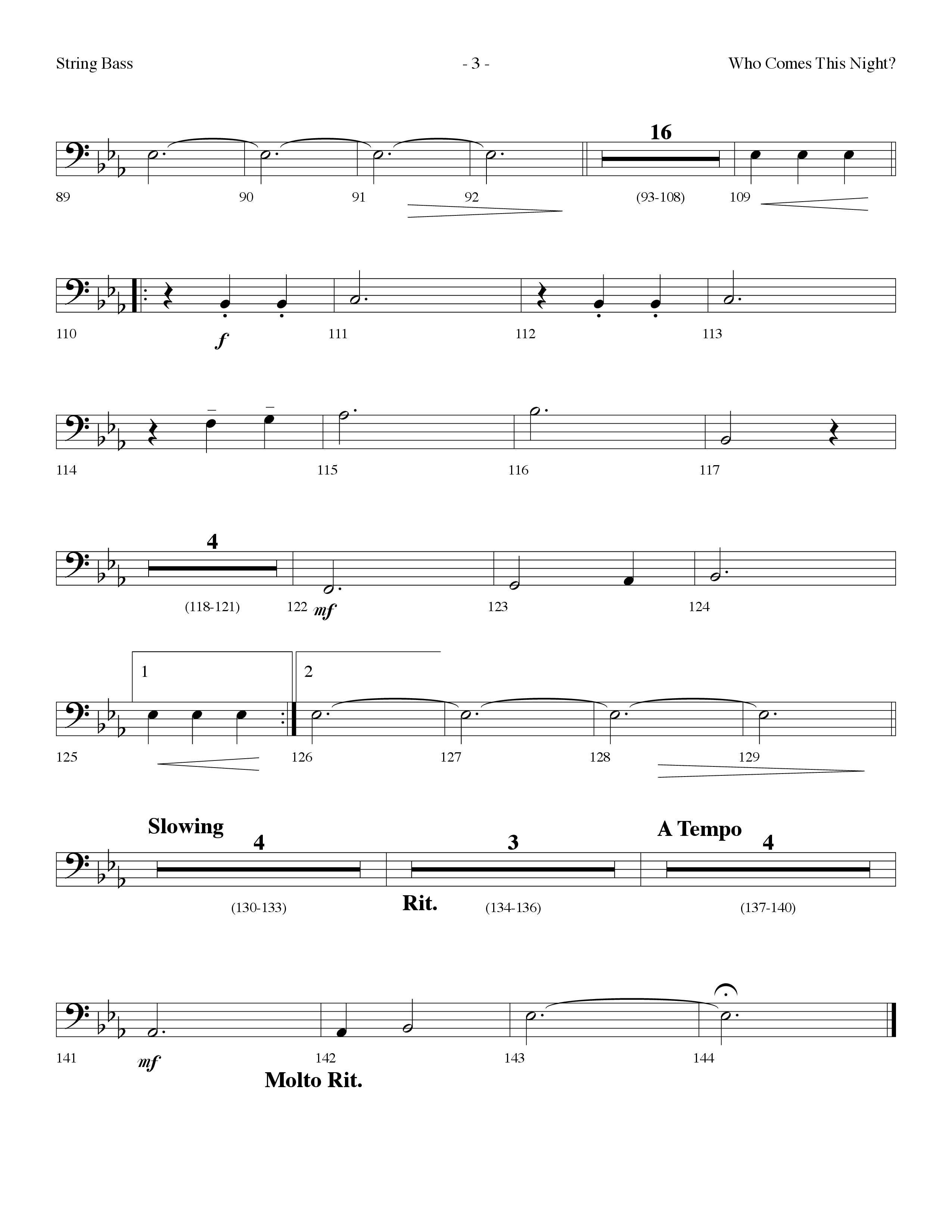 Who Comes This Night (Choral Anthem SATB) String Bass (Lifeway Choral / Arr. Dennis Allen)