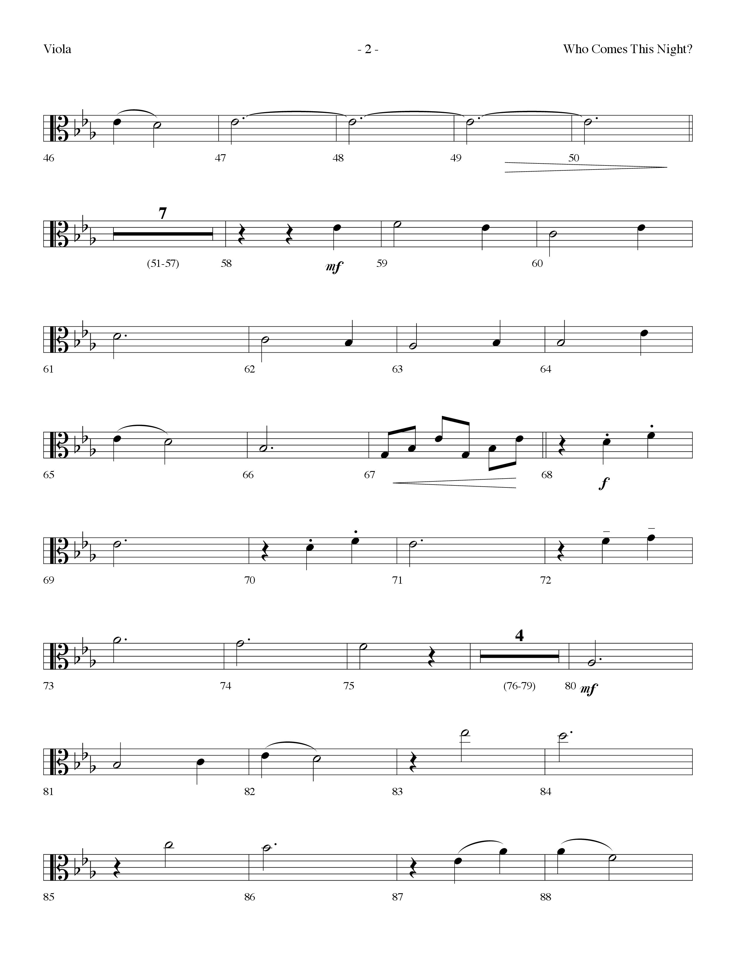 Who Comes This Night (Choral Anthem SATB) Viola (Lifeway Choral / Arr. Dennis Allen)
