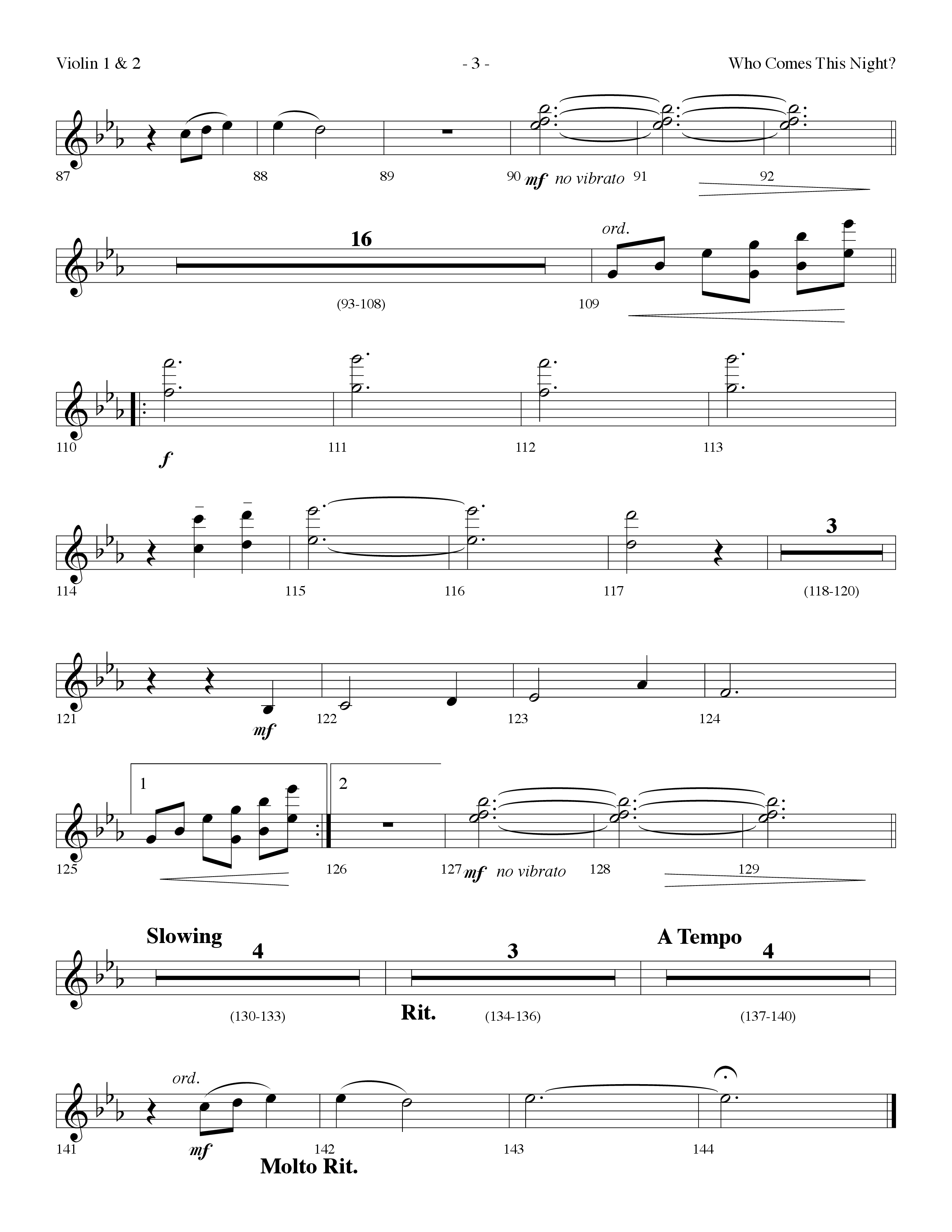 Who Comes This Night (Choral Anthem SATB) Violin 1/2 (Lifeway Choral / Arr. Dennis Allen)