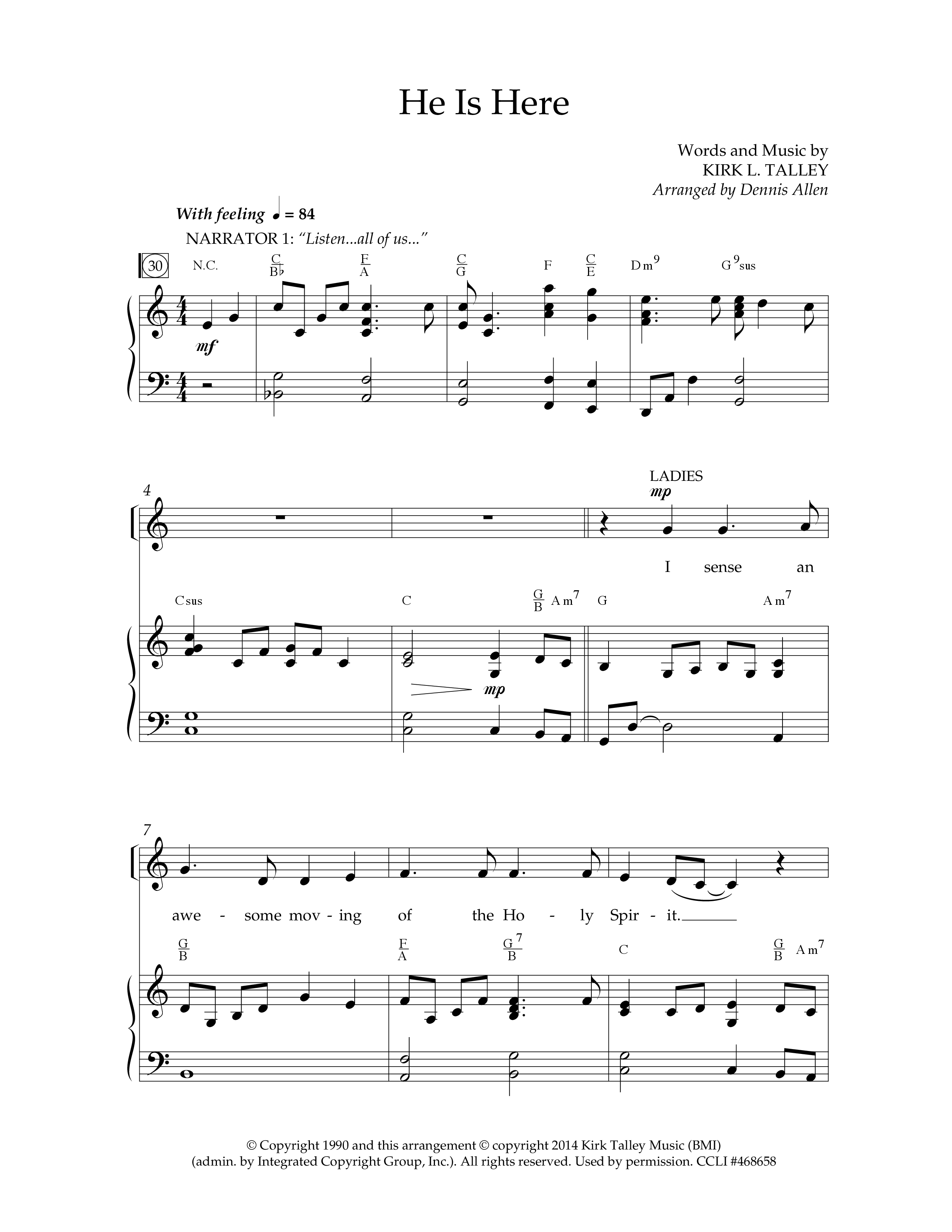 He Is Here (8 Song Choral Collection) Song 8 (Piano SATB) (Lifeway Choral / Arr. Dennis Allen)