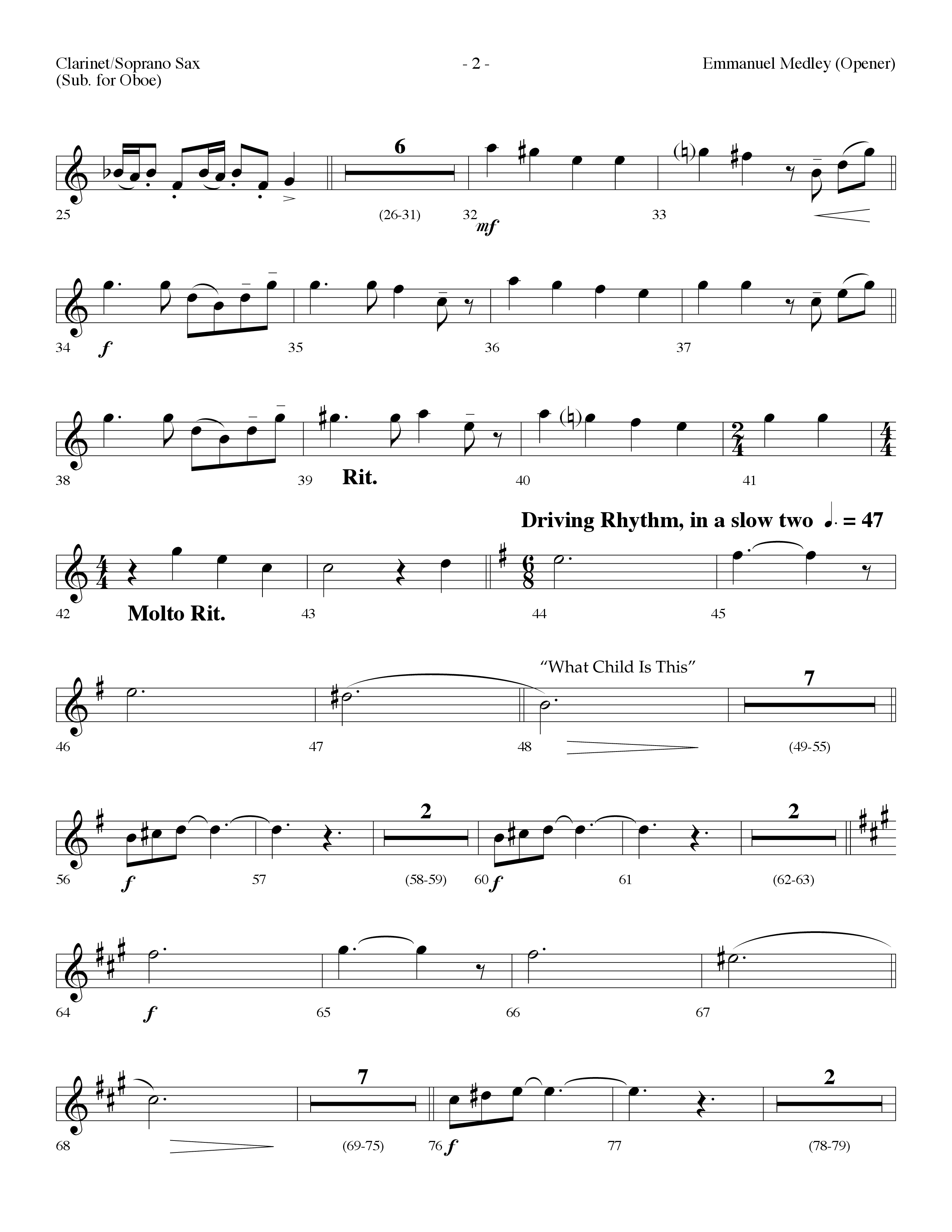 Emmanuel Medley (Opener) (with Angels From The Realms Of Glory, What Child Is This, Emmanuel) (Choral Anthem SATB) Clarinet/Soprano Sax (Lifeway Choral / Arr. Dennis Allen)