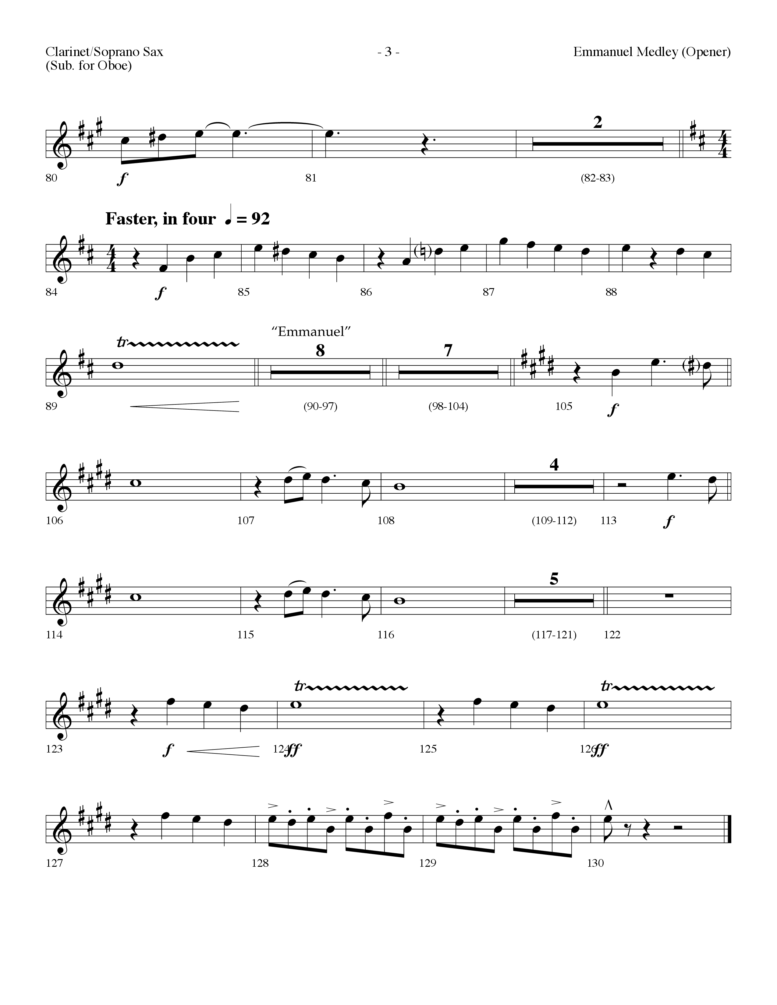 Emmanuel Medley (Opener) (with Angels From The Realms Of Glory, What Child Is This, Emmanuel) (Choral Anthem SATB) Clarinet/Soprano Sax (Lifeway Choral / Arr. Dennis Allen)