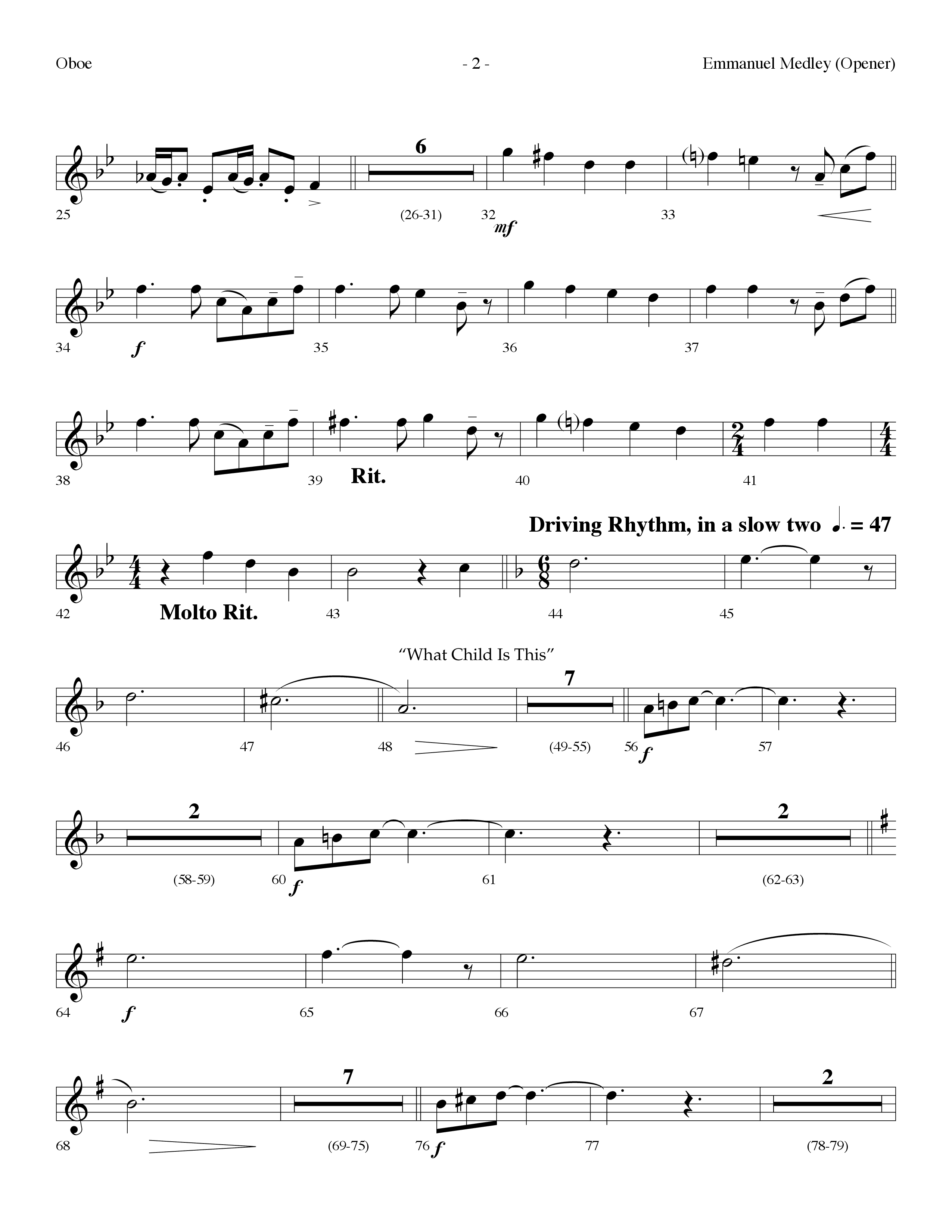 Emmanuel Medley (Opener) (with Angels From The Realms Of Glory, What Child Is This, Emmanuel) (Choral Anthem SATB) Oboe (Lifeway Choral / Arr. Dennis Allen)