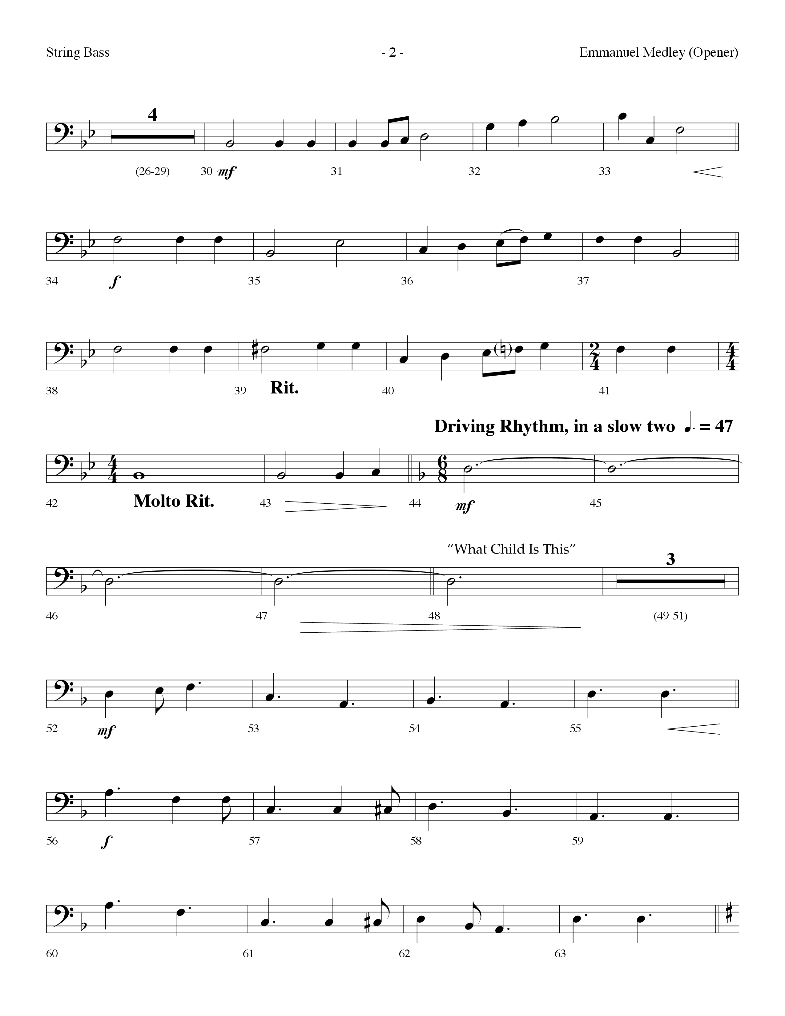 Emmanuel Medley (Opener) (with Angels From The Realms Of Glory, What Child Is This, Emmanuel) (Choral Anthem SATB) String Bass (Lifeway Choral / Arr. Dennis Allen)