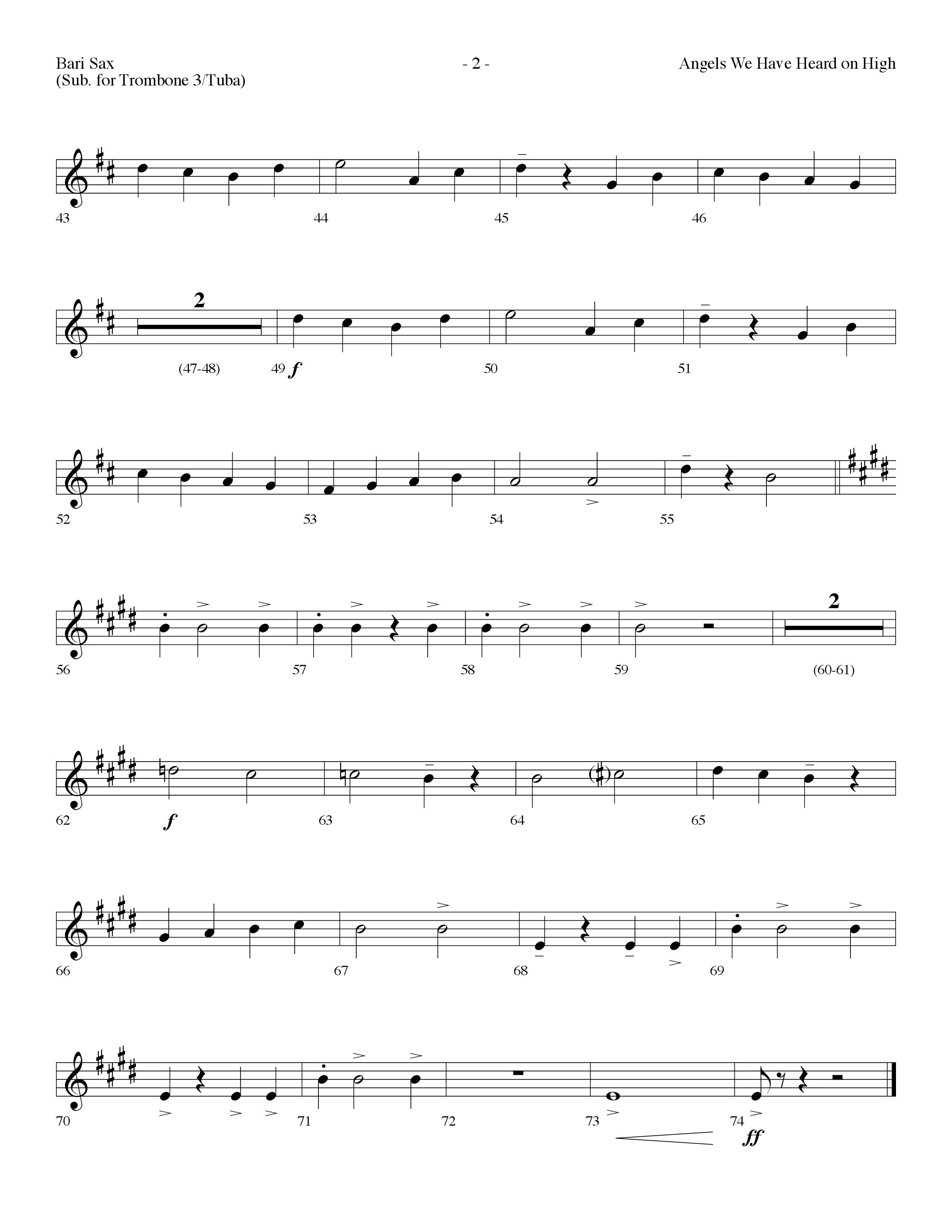 Angels We Have Heard On High (Choral Anthem SATB) Bari Sax (Lifeway Choral / Arr. Dennis Allen)