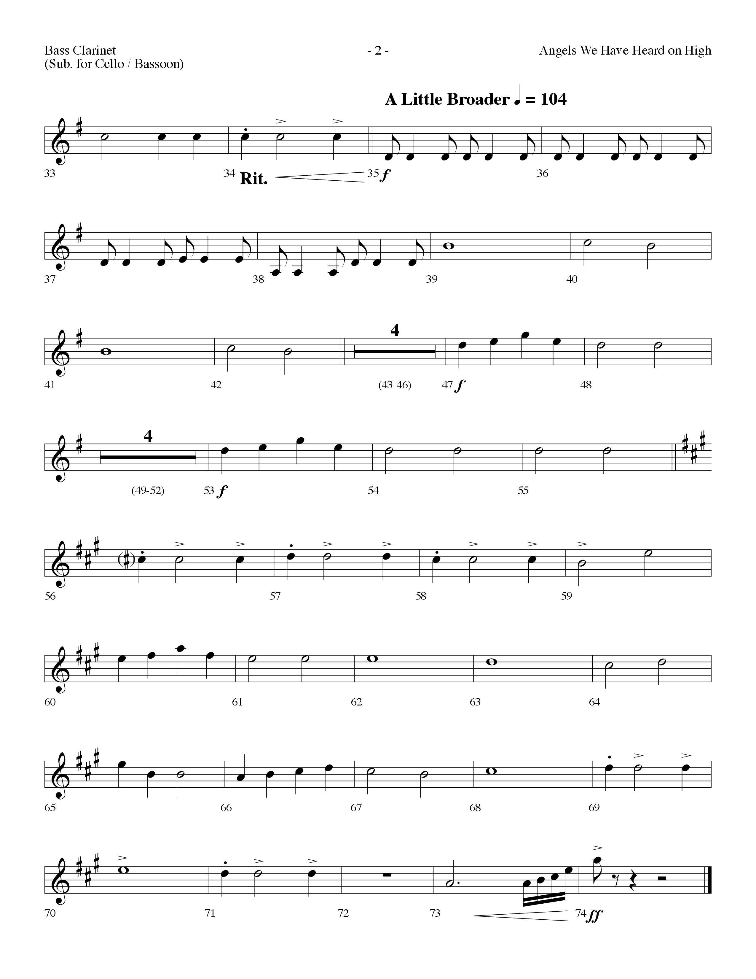 Angels We Have Heard On High (Choral Anthem SATB) Bass Clarinet (Lifeway Choral / Arr. Dennis Allen)
