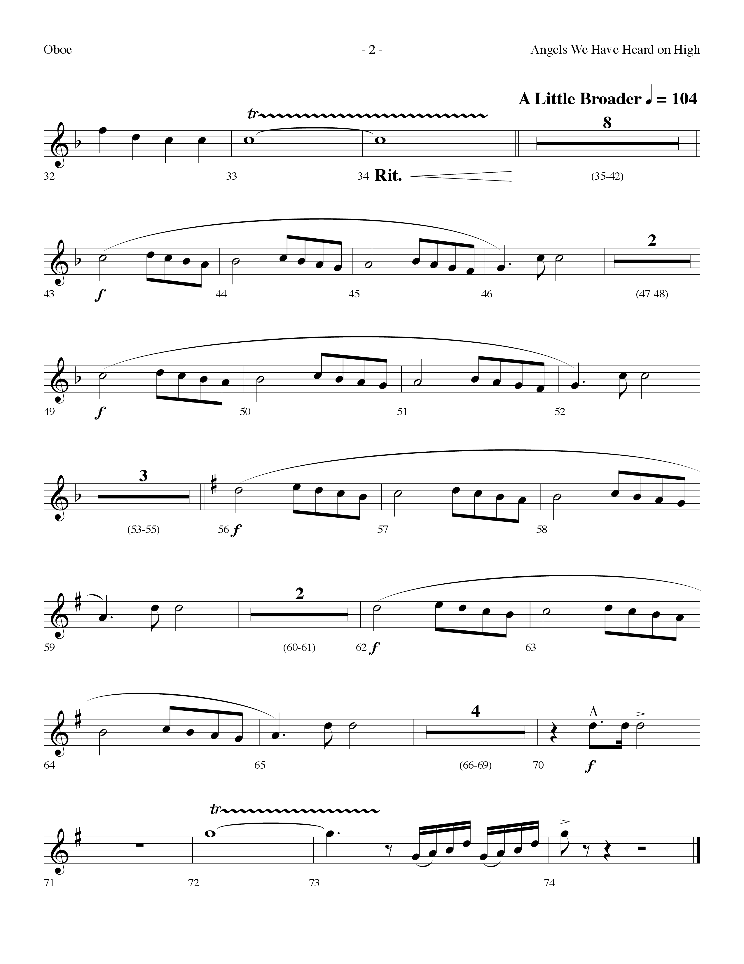 Angels We Have Heard On High (Choral Anthem SATB) Oboe (Lifeway Choral / Arr. Dennis Allen)