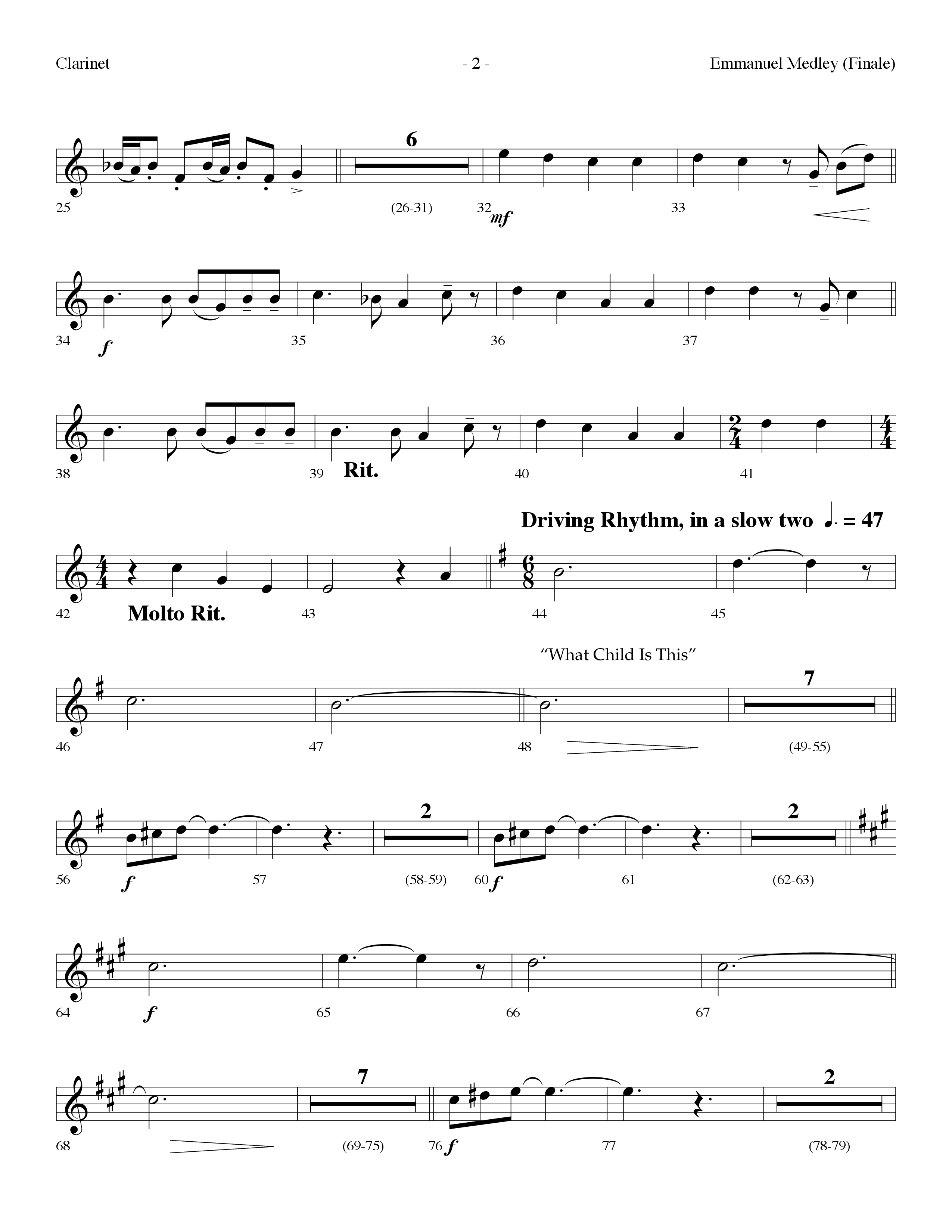 Emmanuel Medley (Finale) (with Angels From The Realms Of Glory, What Child Is This, Emmanuel) (Choral Anthem SATB) Clarinet (Lifeway Choral / Arr. Dennis Allen)
