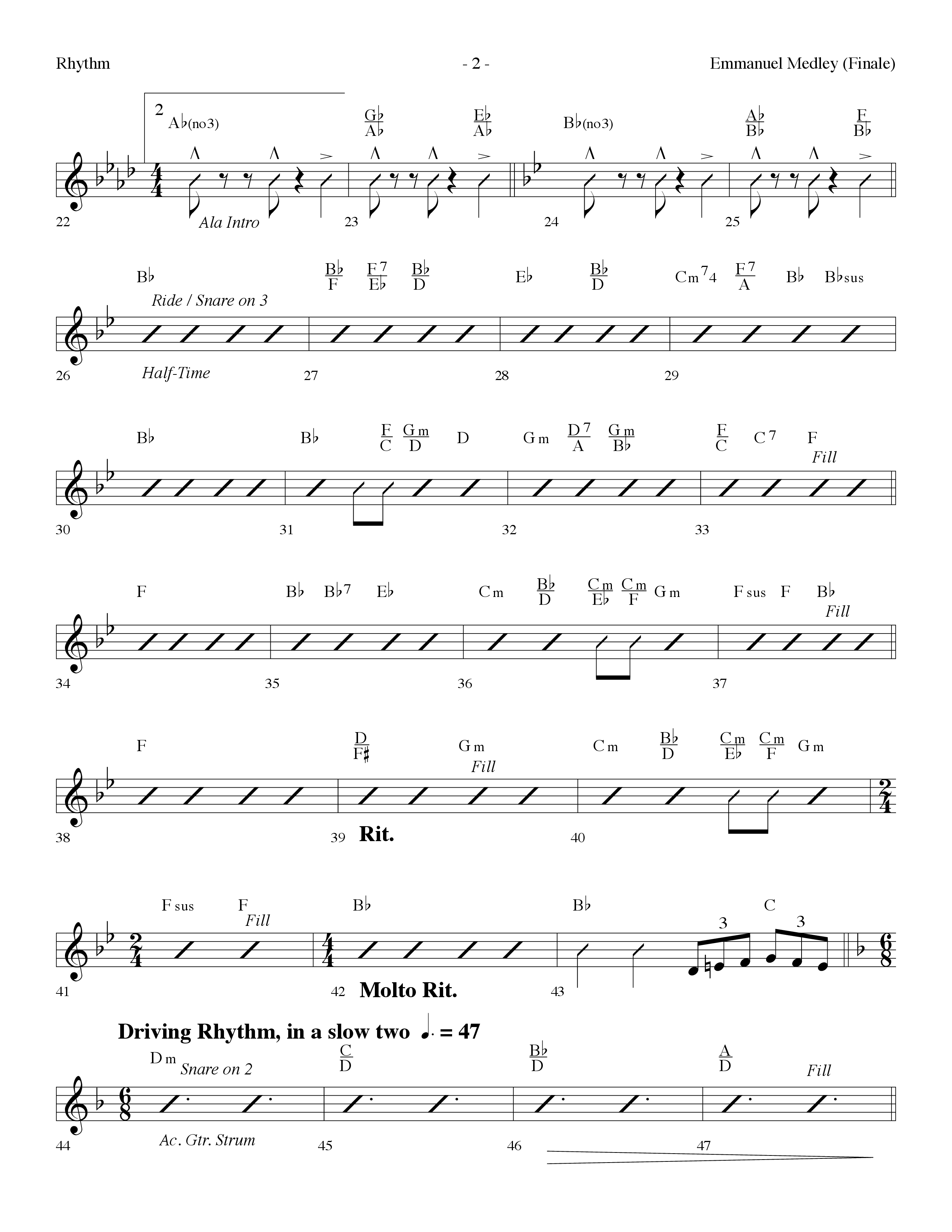 Emmanuel Medley (Finale) (with Angels From The Realms Of Glory, What Child Is This, Emmanuel) (Choral Anthem SATB) Rhythm Chart (Lifeway Choral / Arr. Dennis Allen)