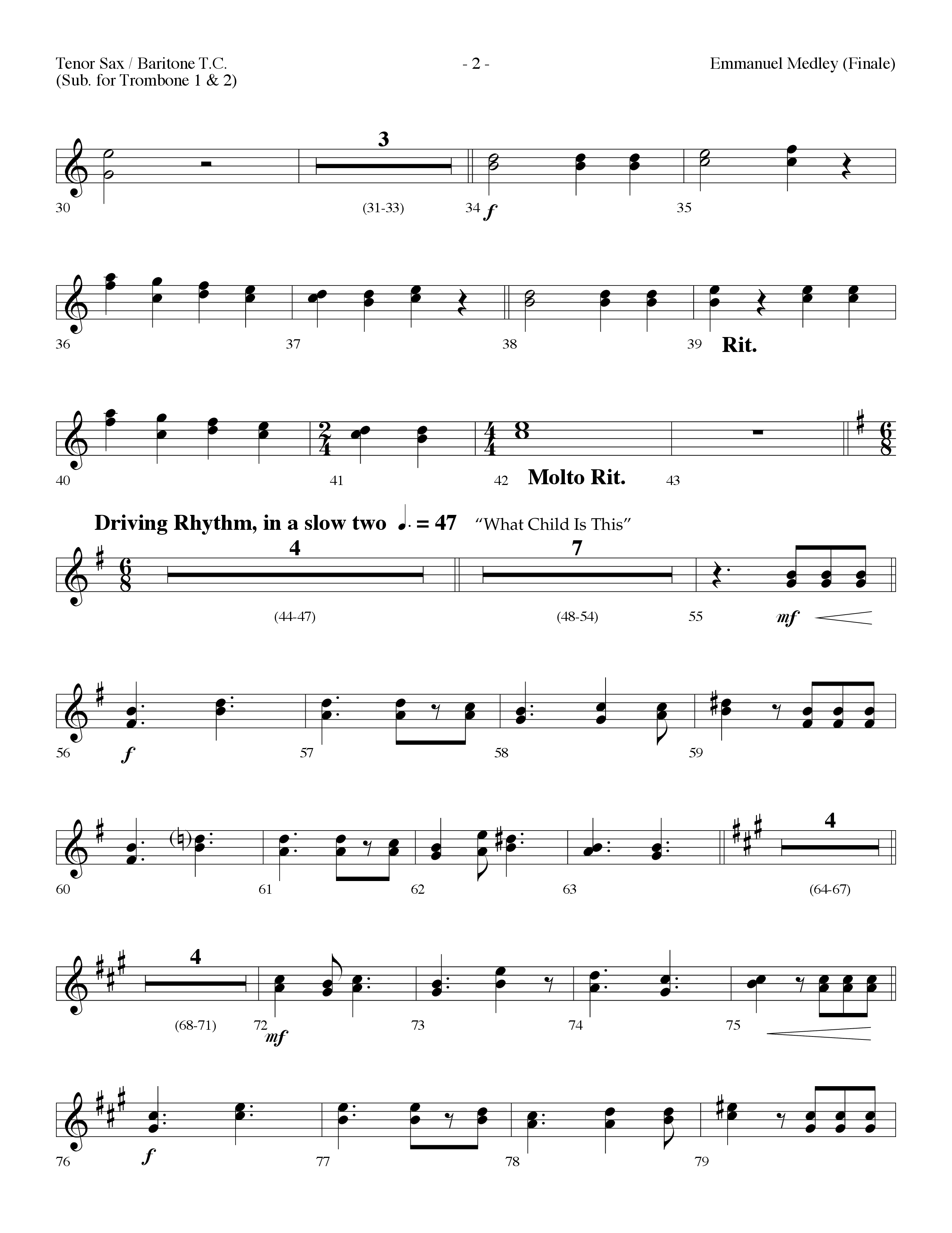 Emmanuel Medley (Finale) (with Angels From The Realms Of Glory, What Child Is This, Emmanuel) (Choral Anthem SATB) Tenor Sax/Baritone T.C. (Lifeway Choral / Arr. Dennis Allen)