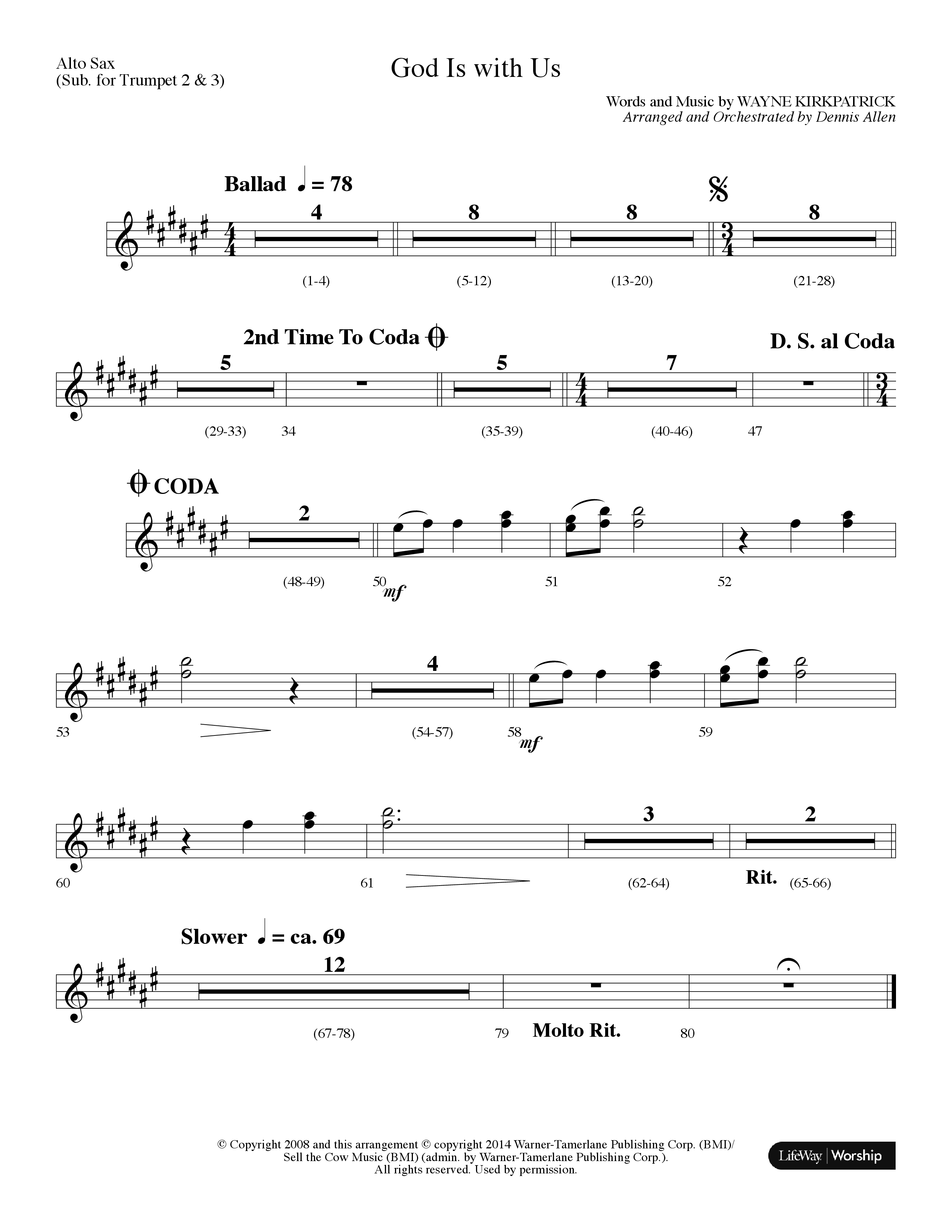 God Is With Us (Choral Anthem SATB) Alto Sax (Lifeway Choral / Arr. Dennis Allen)