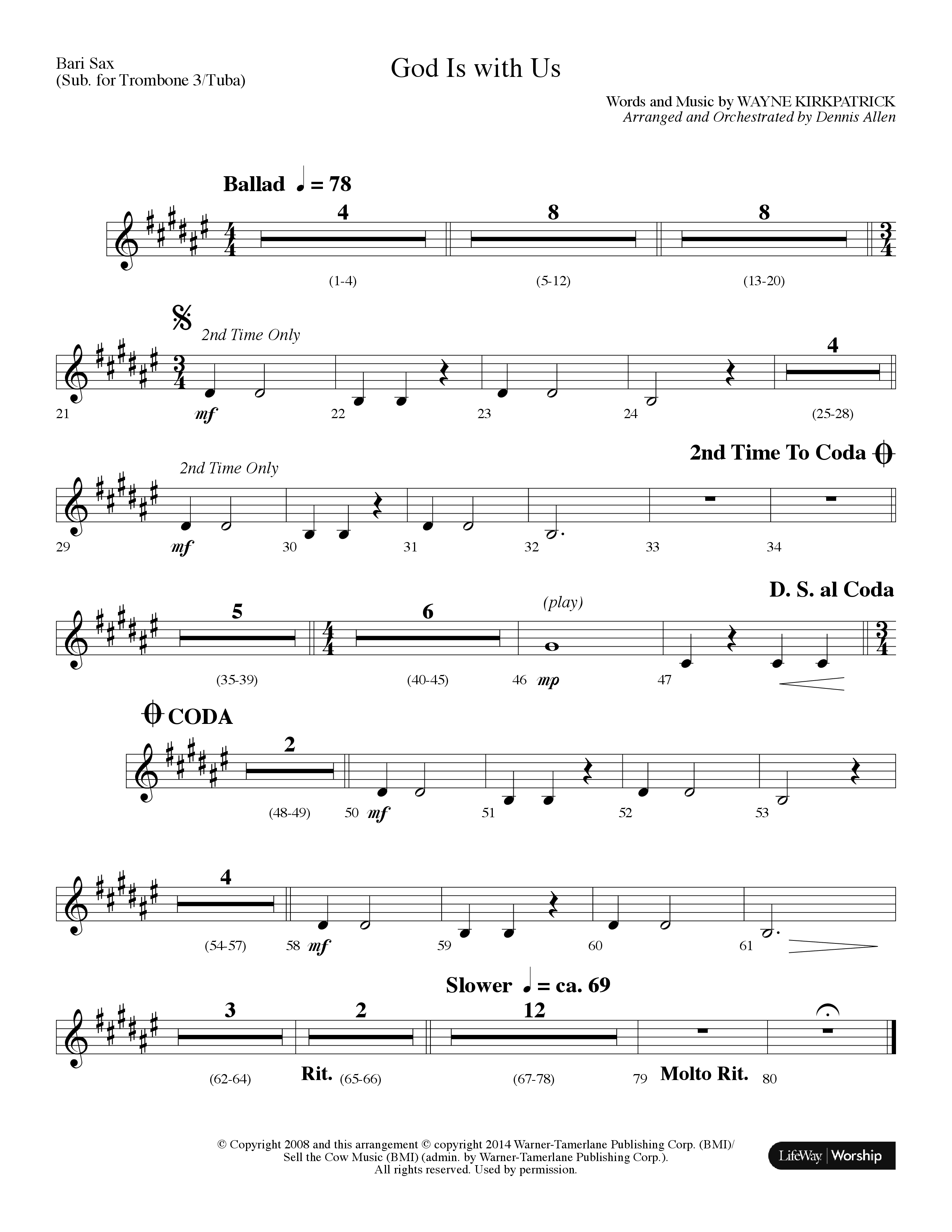 God Is With Us (Choral Anthem SATB) Bari Sax (Lifeway Choral / Arr. Dennis Allen)