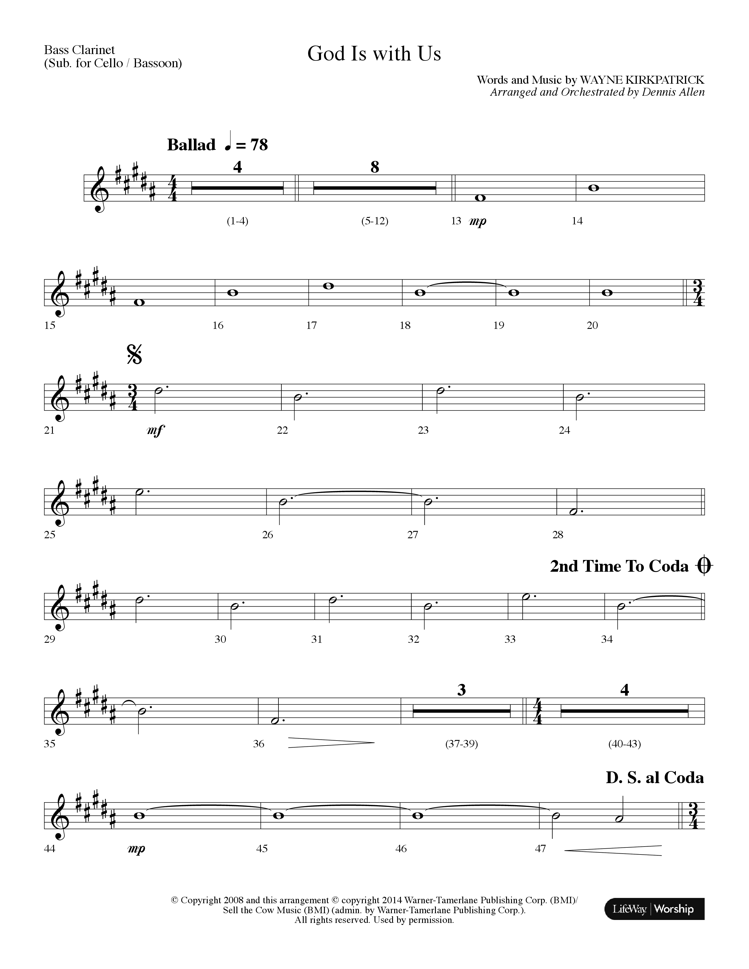 God Is With Us (Choral Anthem SATB) Bass Clarinet (Lifeway Choral / Arr. Dennis Allen)