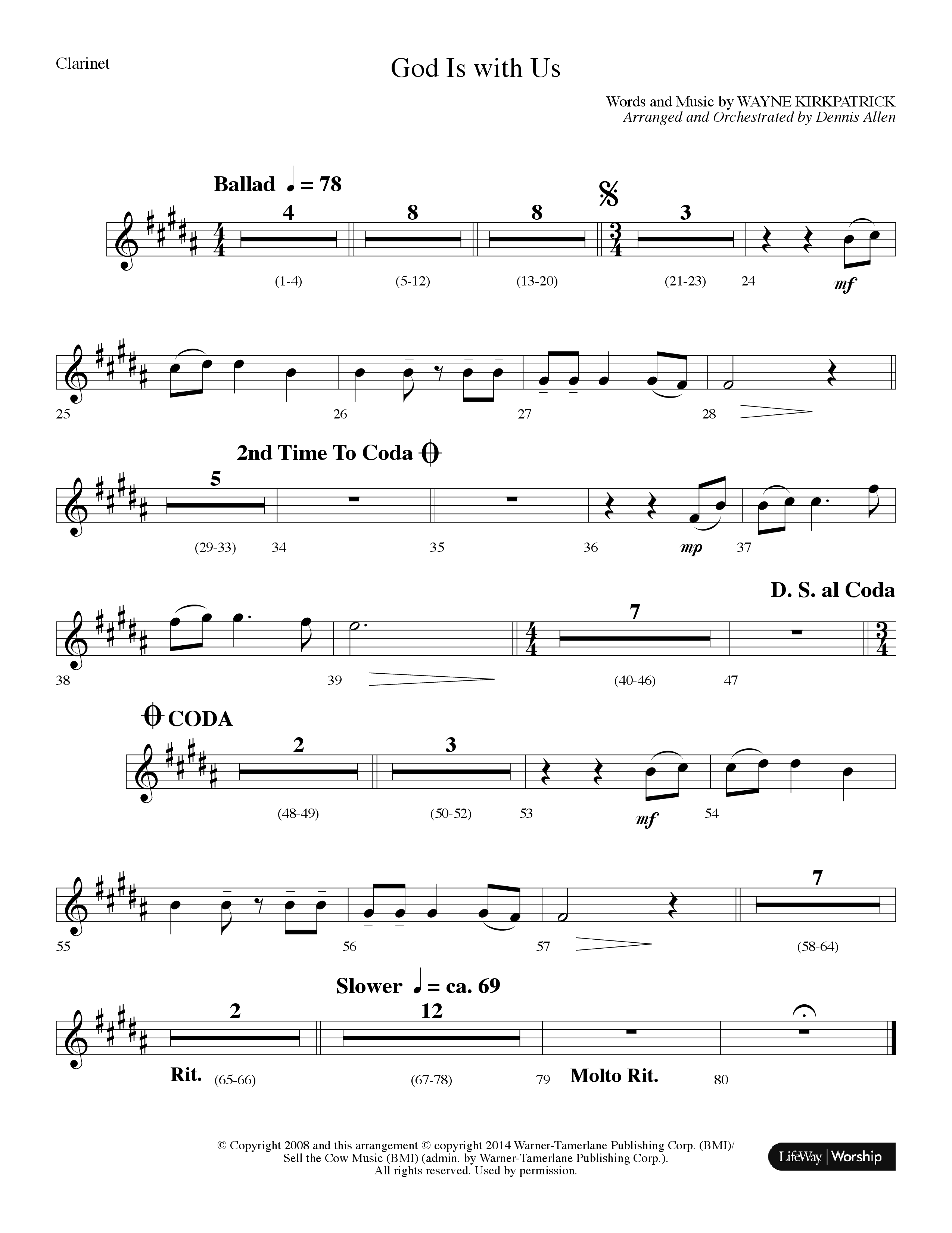 God Is With Us (Choral Anthem SATB) Clarinet (Lifeway Choral / Arr. Dennis Allen)