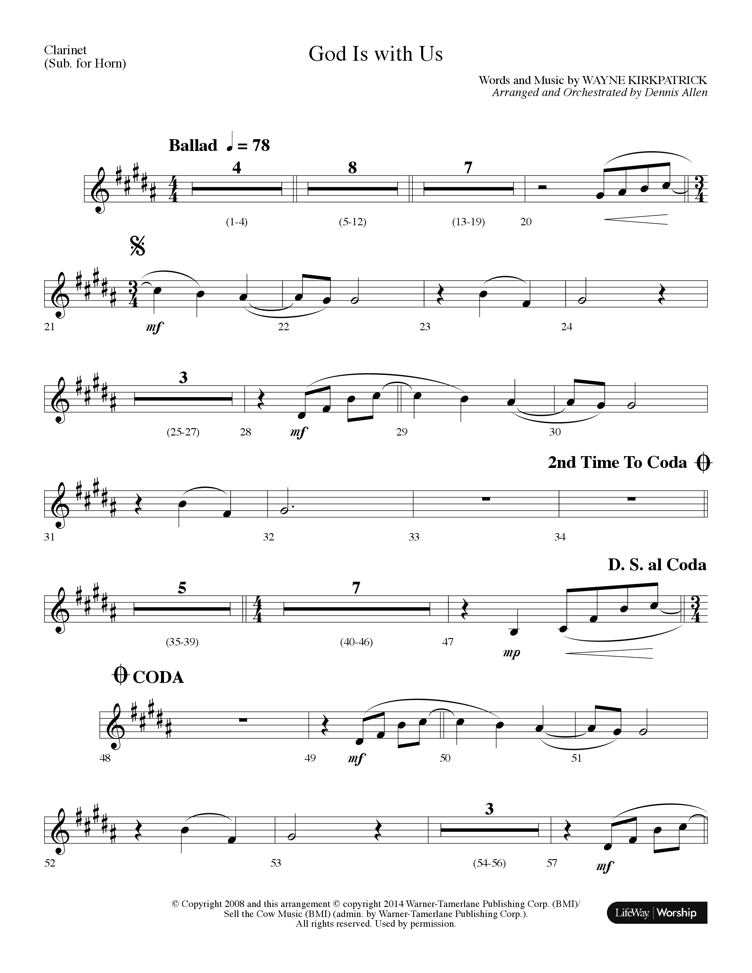 God Is With Us (Choral Anthem SATB) Clarinet (Lifeway Choral / Arr. Dennis Allen)