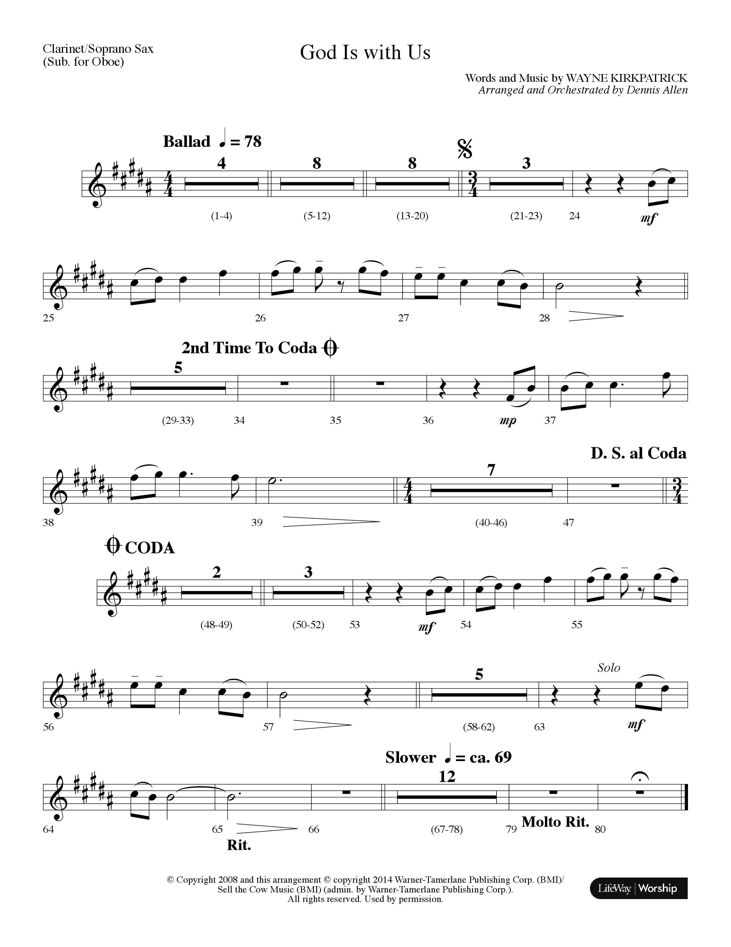 God Is With Us (Choral Anthem SATB) Clarinet/Soprano Sax (Lifeway Choral / Arr. Dennis Allen)