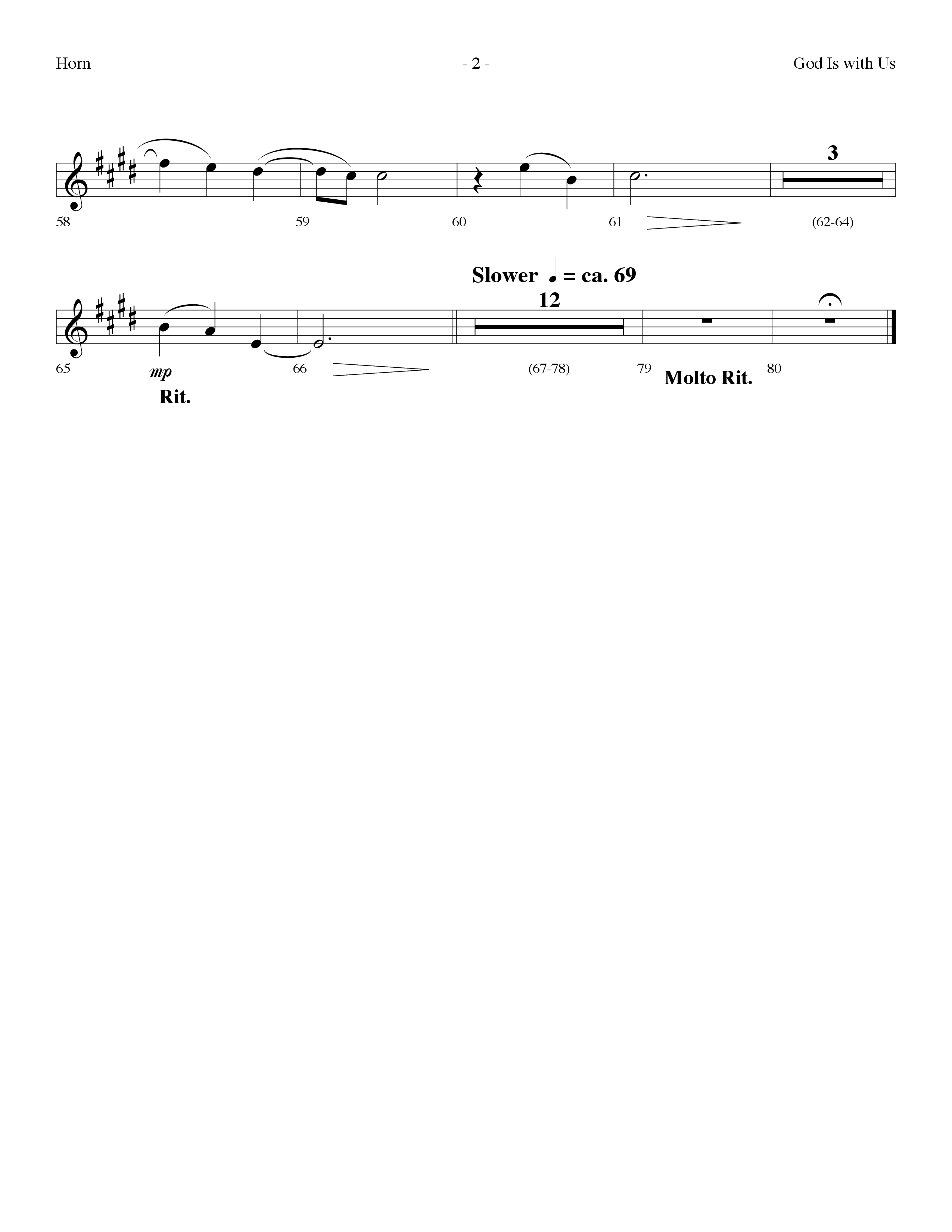 God Is With Us (Choral Anthem SATB) French Horn (Lifeway Choral / Arr. Dennis Allen)