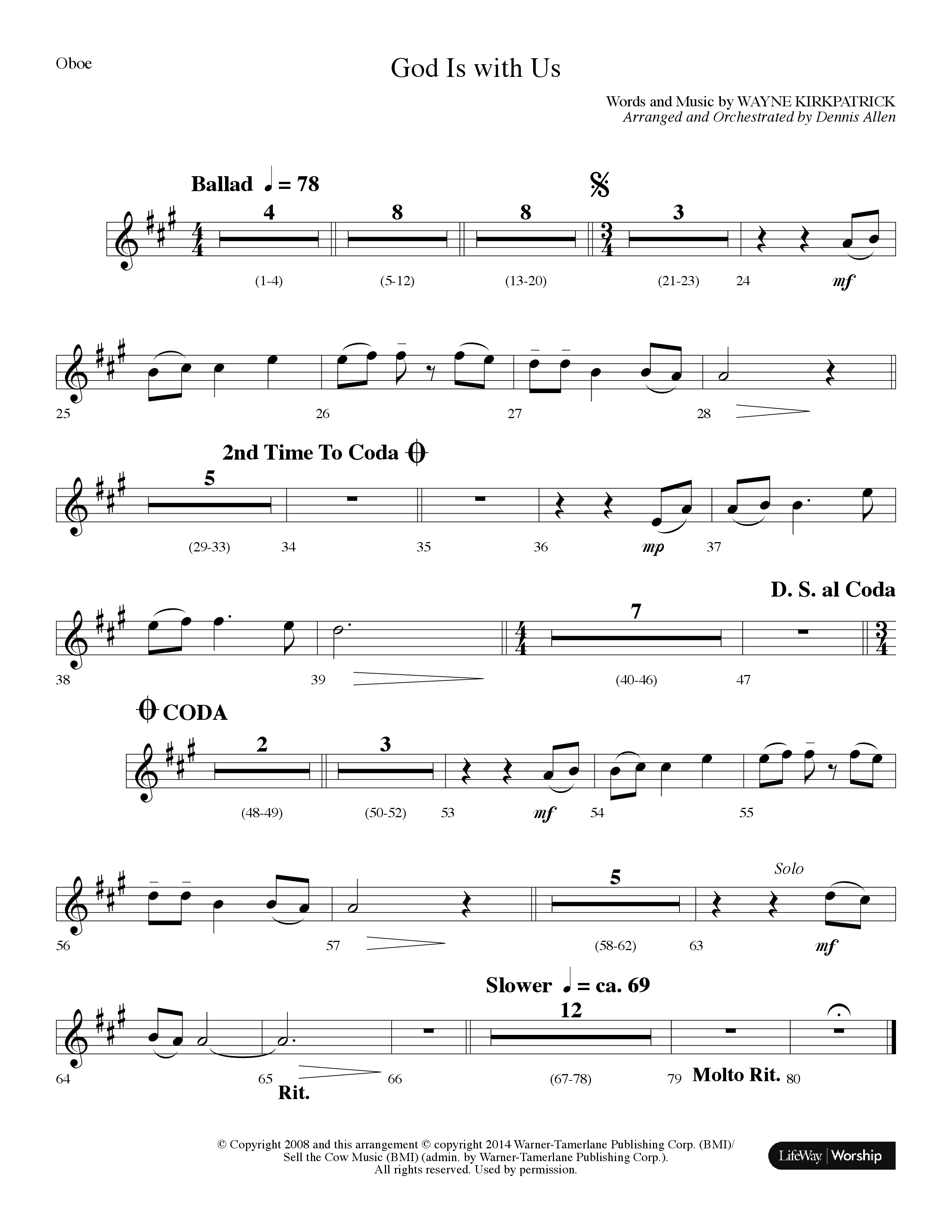 God Is With Us (Choral Anthem SATB) Oboe (Lifeway Choral / Arr. Dennis Allen)