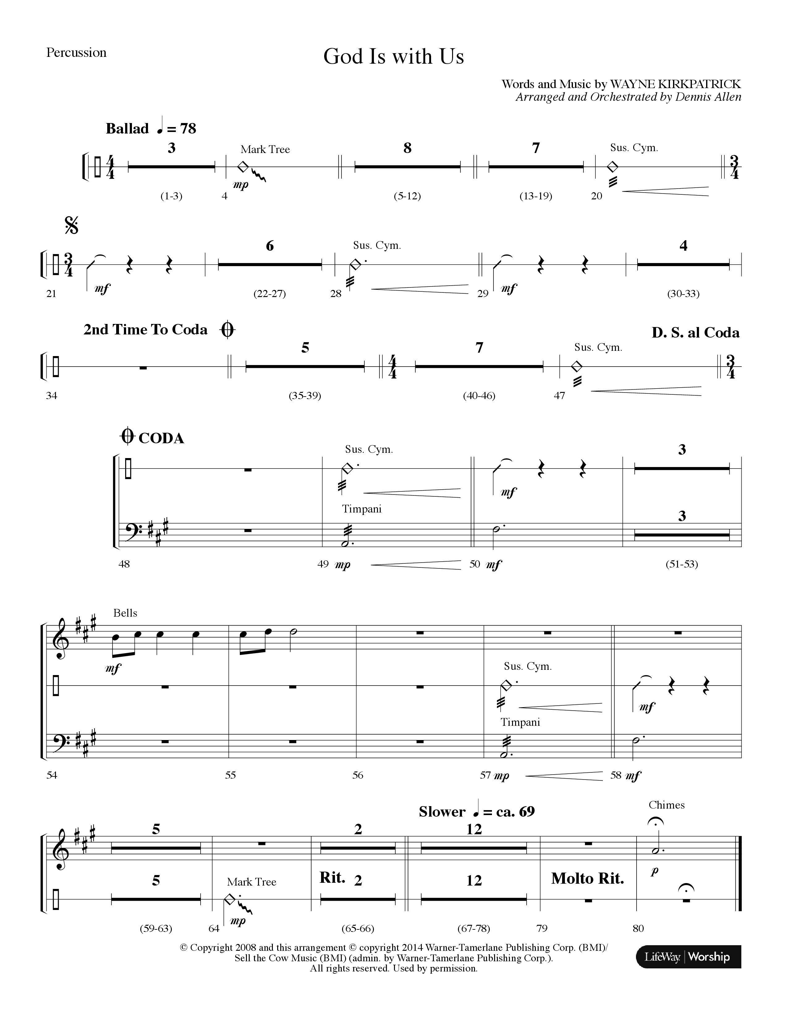 God Is With Us (Choral Anthem SATB) Percussion (Lifeway Choral / Arr. Dennis Allen)