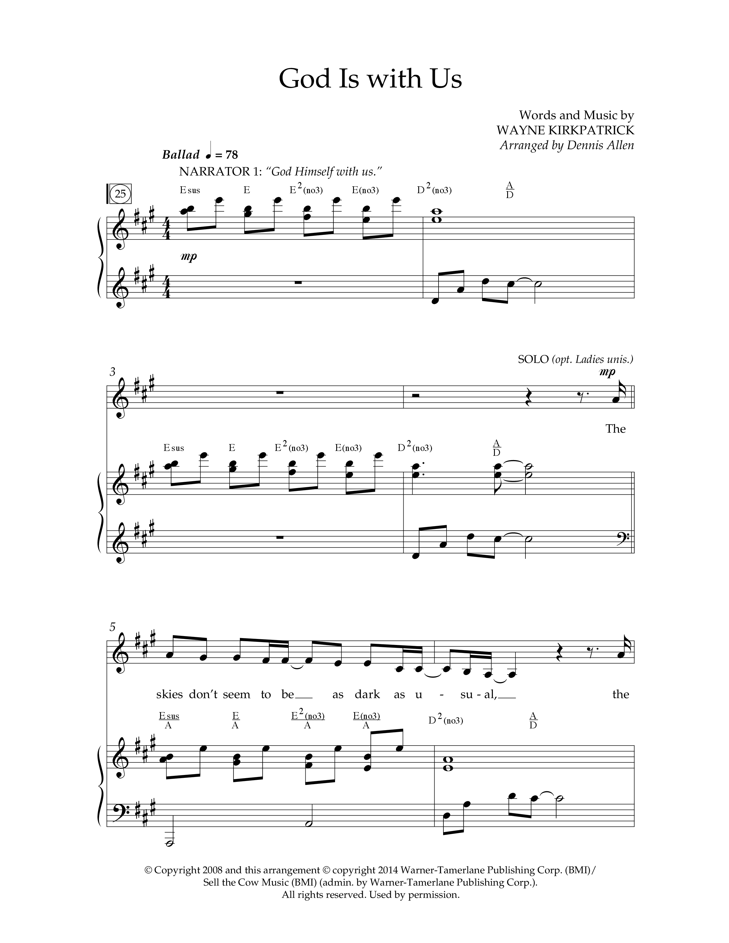 God Is With Us (Choral Anthem SATB) Anthem (SATB/Piano) (Lifeway Choral / Arr. Dennis Allen)