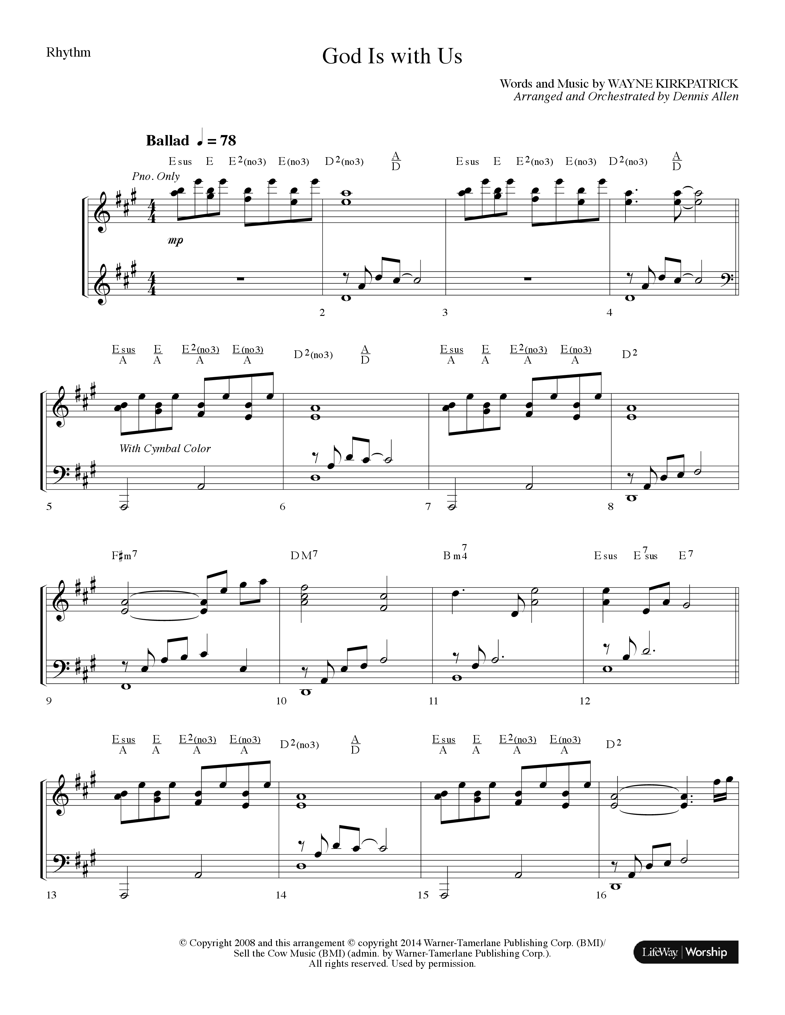 God Is With Us (Choral Anthem SATB) Rhythm Chart (Lifeway Choral / Arr. Dennis Allen)