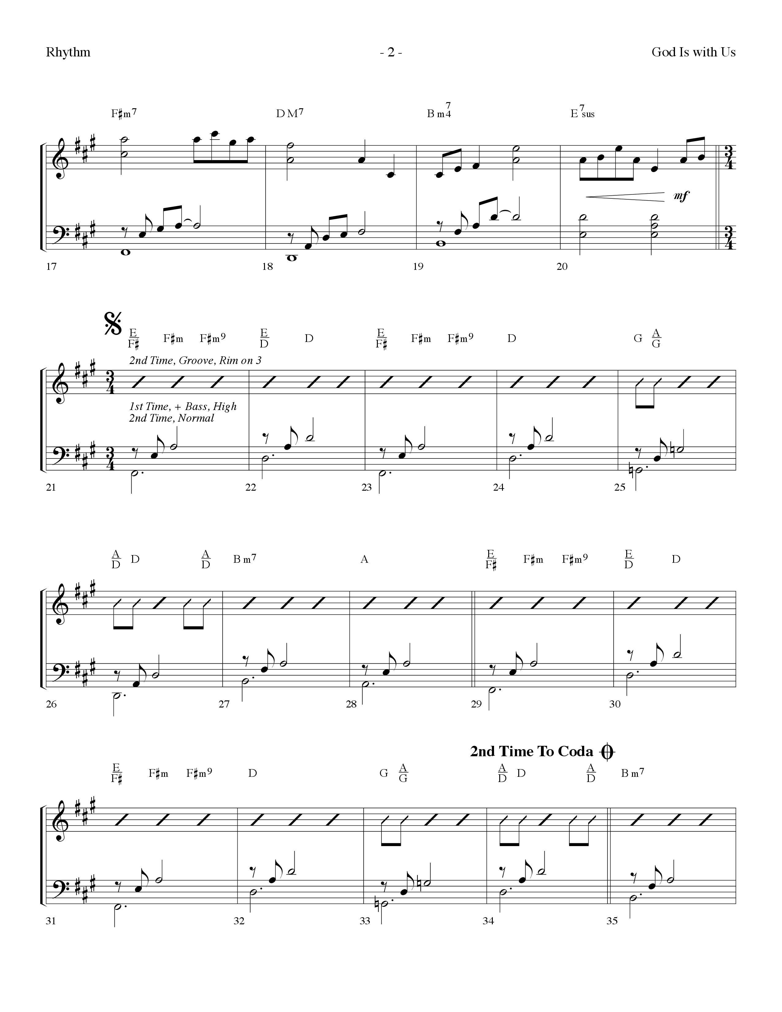 God Is With Us (Choral Anthem SATB) Rhythm Chart (Lifeway Choral / Arr. Dennis Allen)