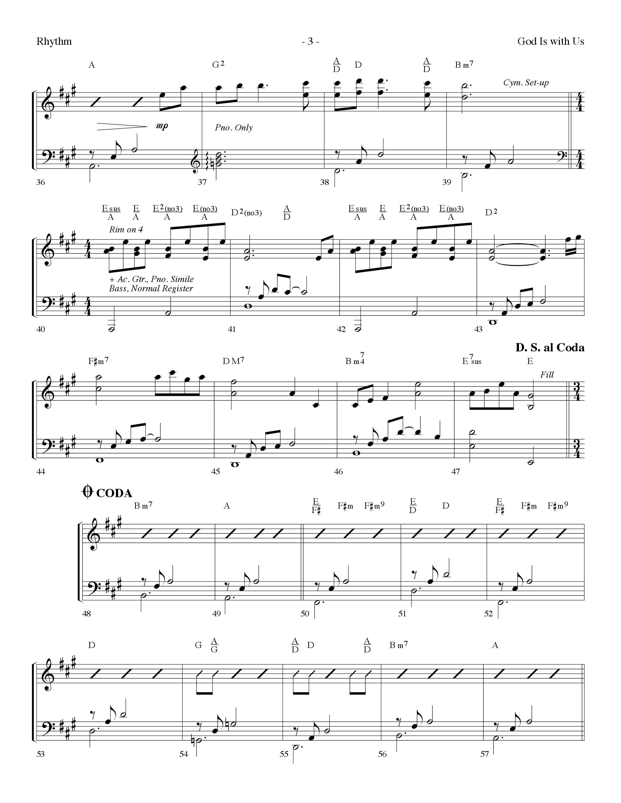 God Is With Us (Choral Anthem SATB) Rhythm Chart (Lifeway Choral / Arr. Dennis Allen)