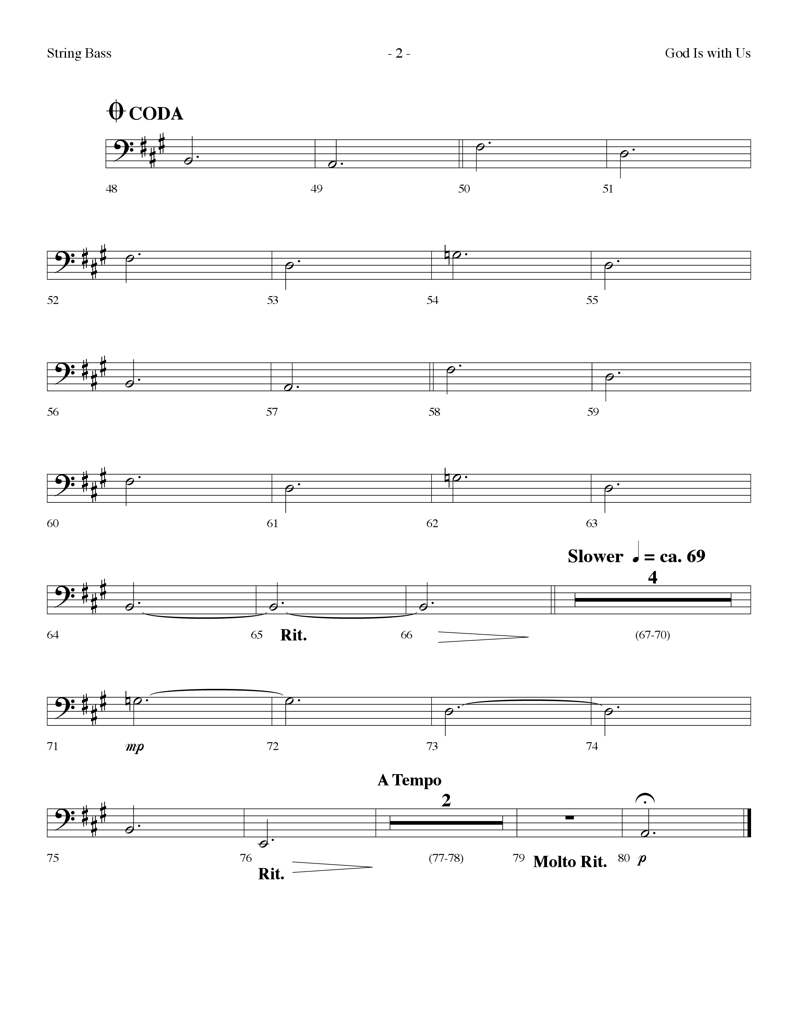 God Is With Us (Choral Anthem SATB) String Bass (Lifeway Choral / Arr. Dennis Allen)