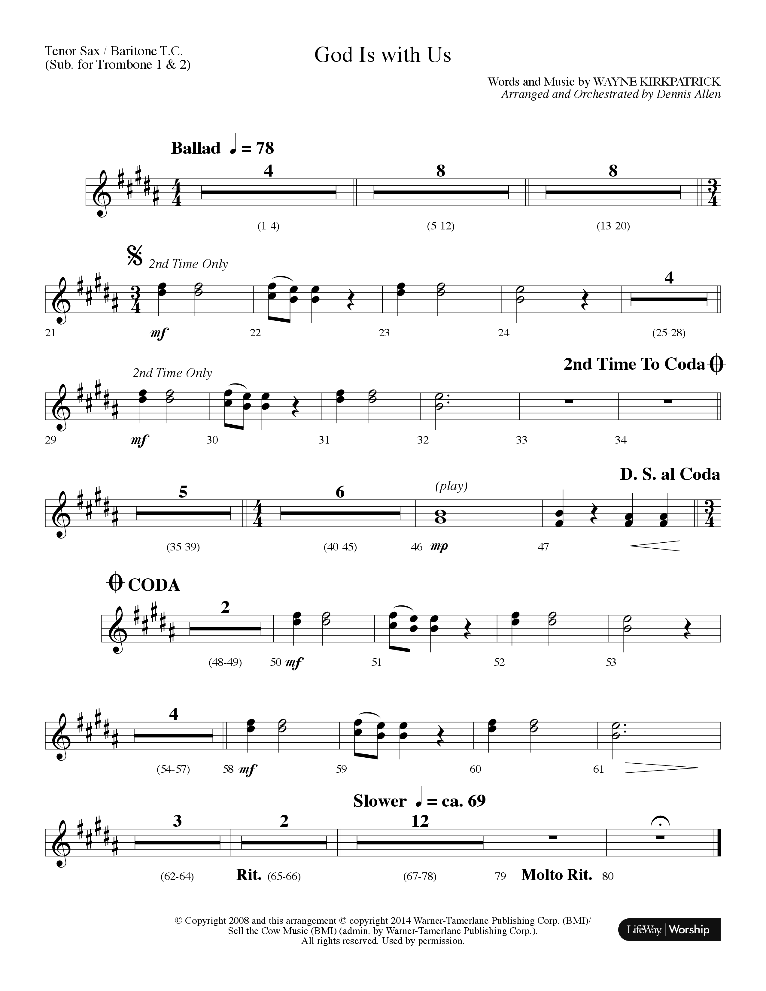 God Is With Us (Choral Anthem SATB) Tenor Sax/Baritone T.C. (Lifeway Choral / Arr. Dennis Allen)
